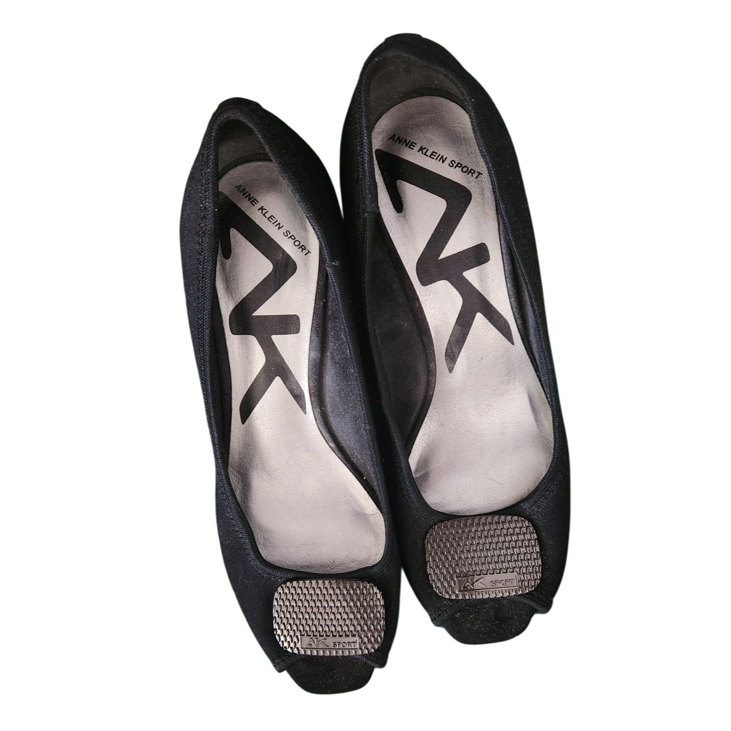 Shoes Pair Anne Klein Sport Black 6M  Silver Design top Wedge Rubber Sole