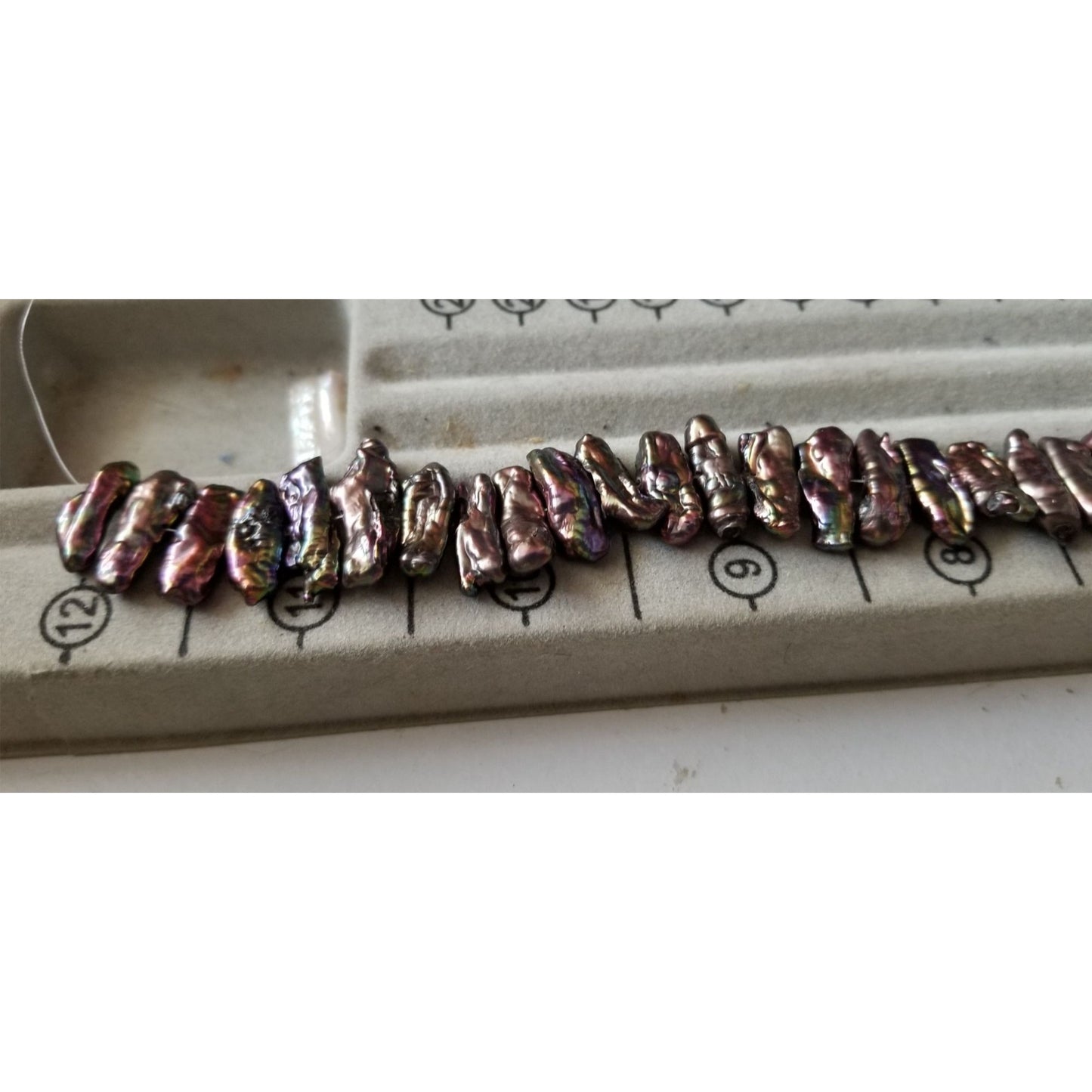 Loose Pearl Purple Peacock Biwa Stick Pearl Bag G 1  Braque 12 "  Chunk  48 Pcs 153 ct  30.7gr  1 cm  x 0.5 cm