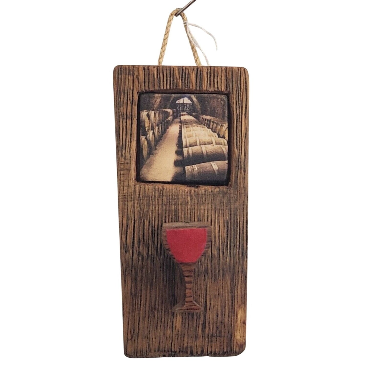 Wood Wine Barrel Sign Barrel Room Tile Red Wine Glass Wine Stave Stained Hanger