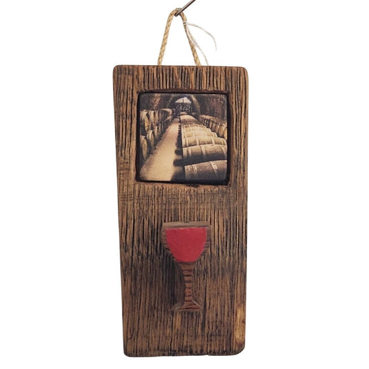Wood Wine Barrel Sign Barrel Room Tile Red Wine Glass Wine Stave Stained Hanger