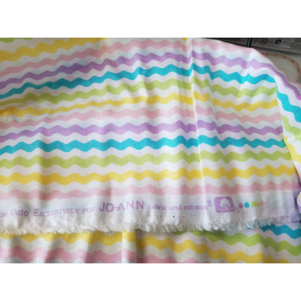 Material White  Fabric Red Blue Yellow Orange Pink green  Ric Rack Easter  Fabric    24" x 36"   Cotton Craft Clothing Joann