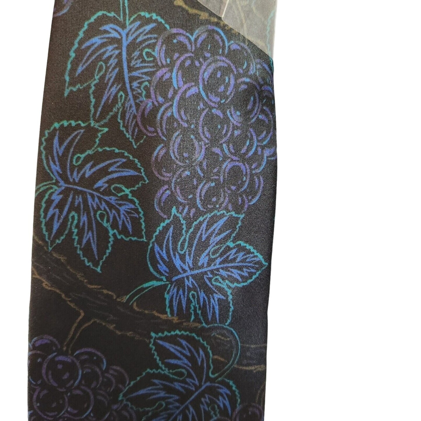 Tie Silk Brand D'em Crazy Black Multi Color Grape Clusters  56" x 4"  100% Silk