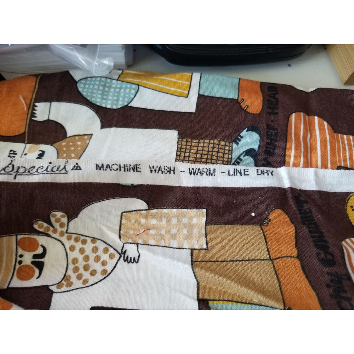 Material  Brown Bakers Chef Cake  44" x 19"    Cotton Craft Clothing Joann