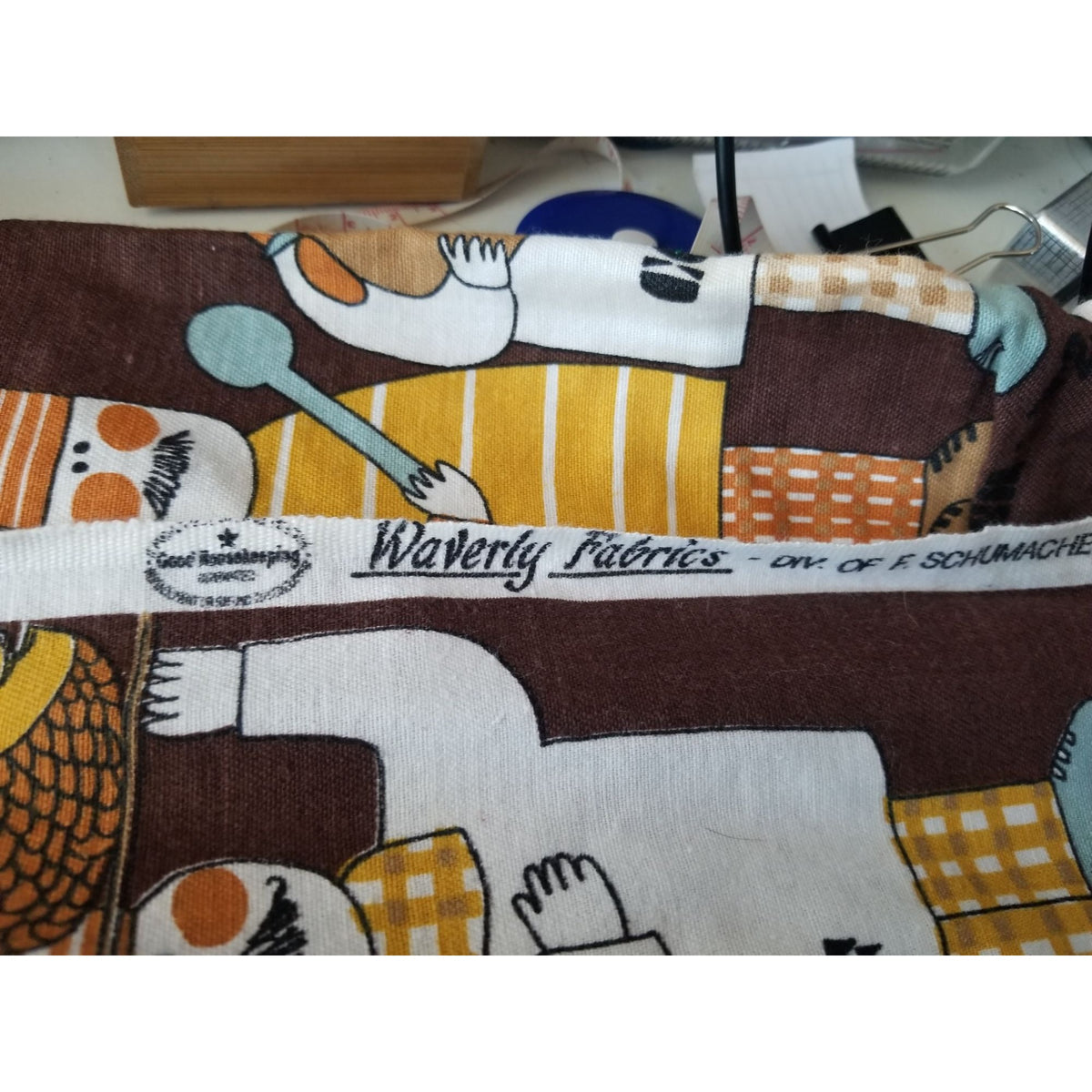 Material  Brown Bakers Chef Cake  44" x 19"    Cotton Craft Clothing Joann