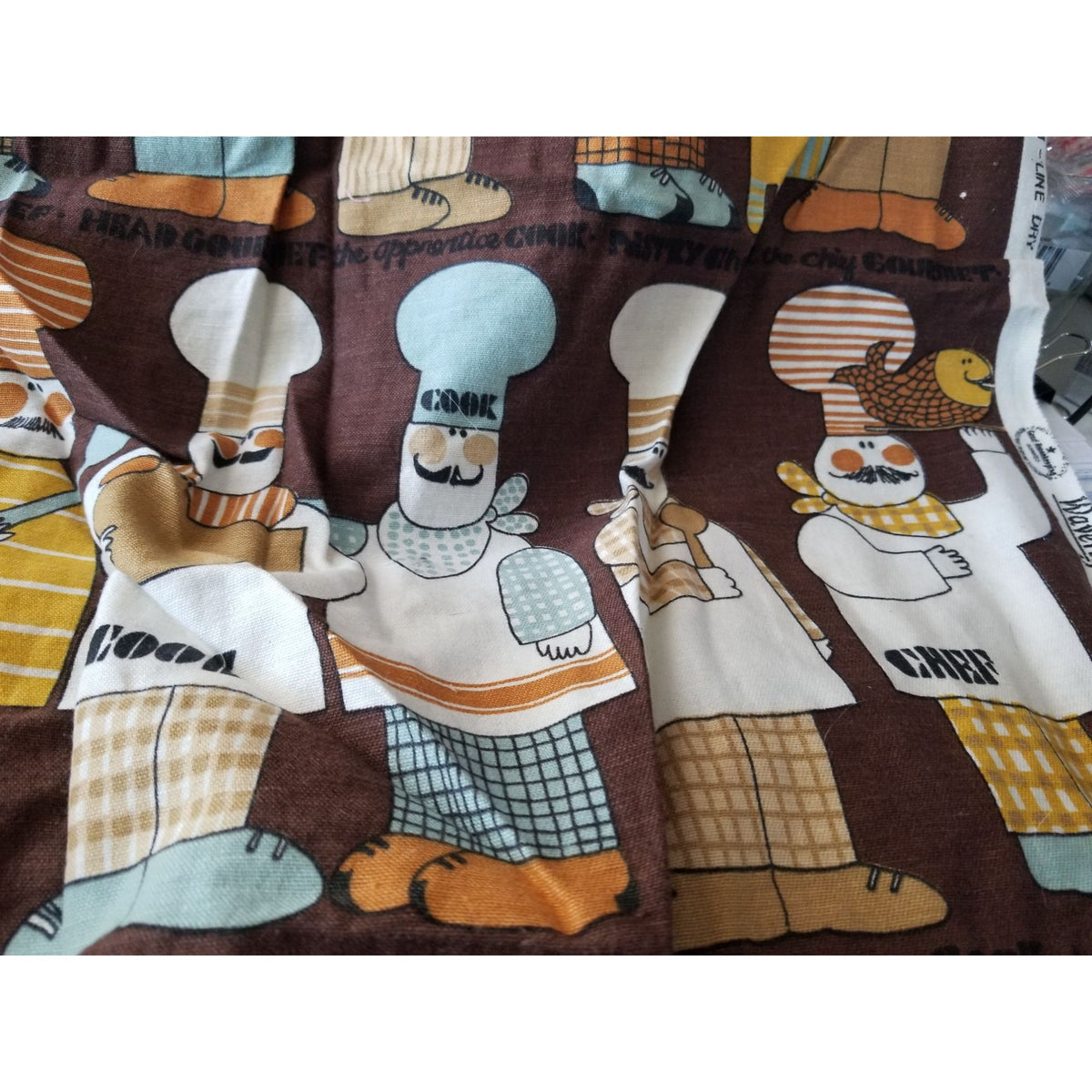 Material  Brown Bakers Chef Cake  44" x 19"    Cotton Craft Clothing Joann