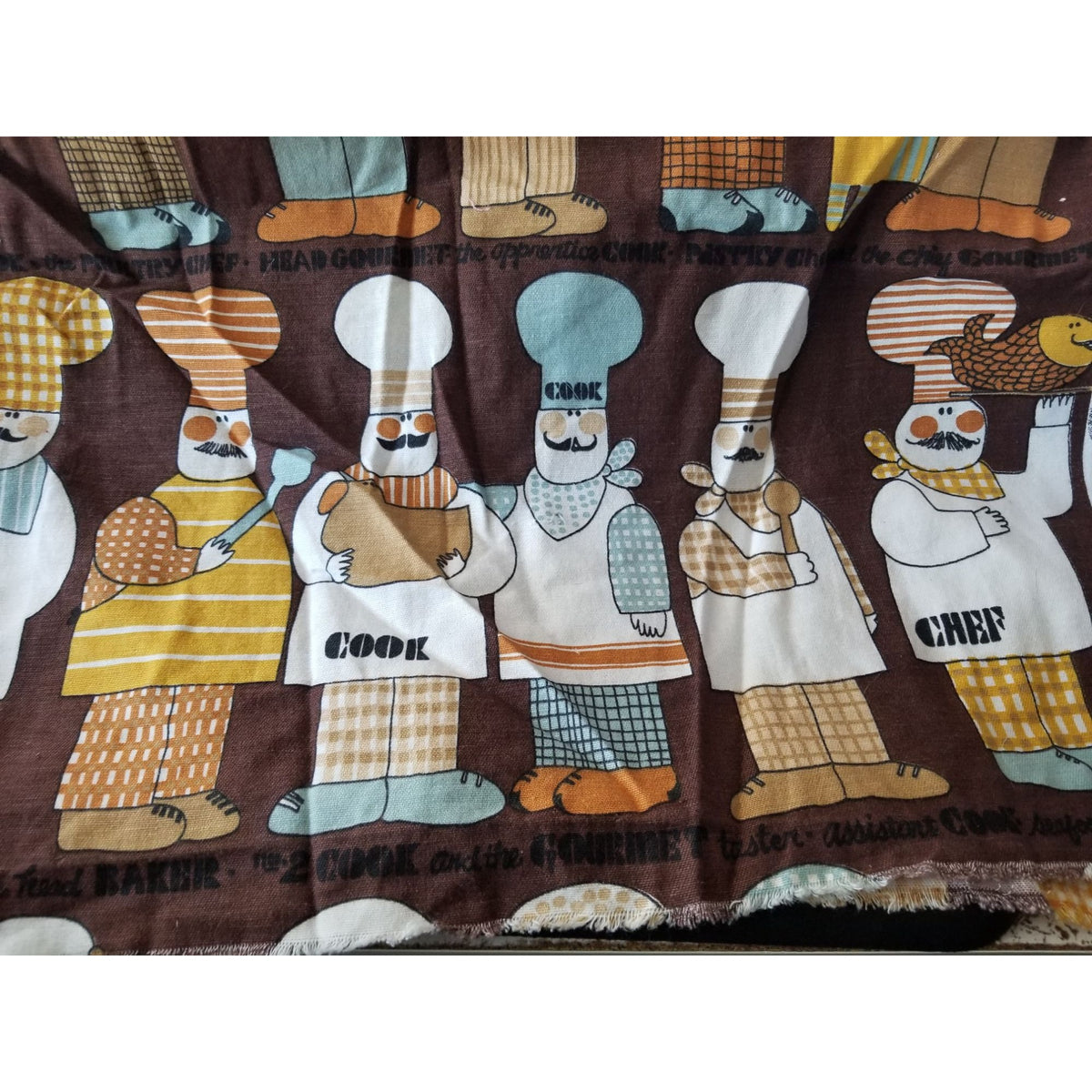 Material  Brown Bakers Chef Cake  44" x 19"    Cotton Craft Clothing Joann