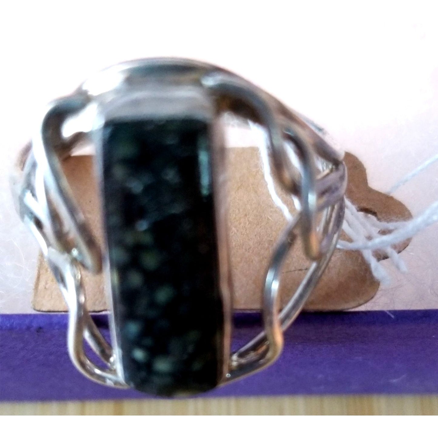 Ring Pietersite   Open Band  25 ct  5 Gr Size 10   20 mm x 5 mm  Harr  925 Silver