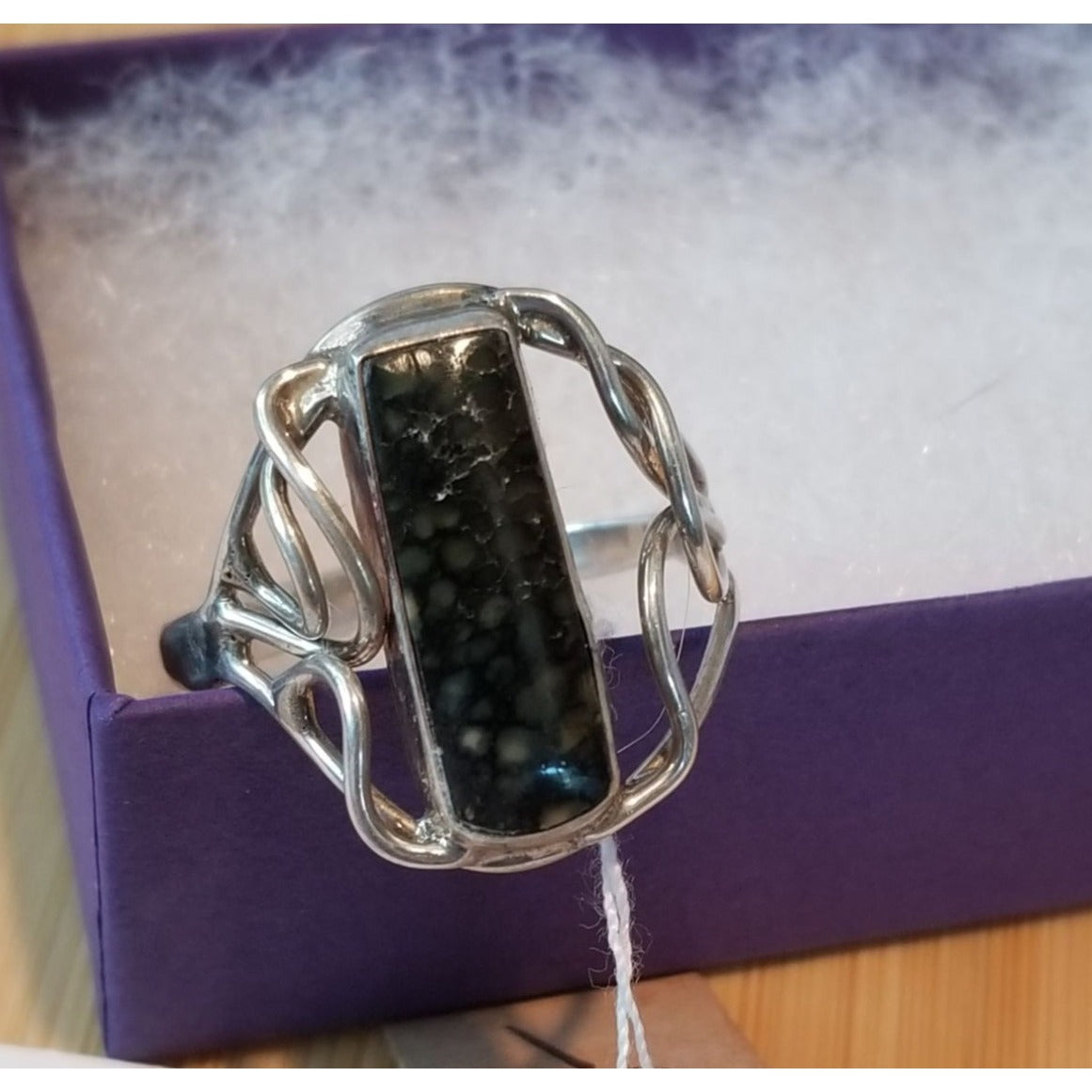 Ring Pietersite   Open Band  25 ct  5 Gr Size 10   20 mm x 5 mm  Harr  925 Silver