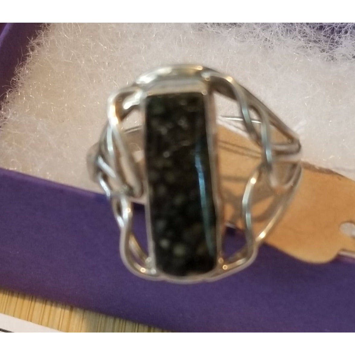 Ring Pietersite   Open Band  25 ct  5 Gr Size 10   20 mm x 5 mm  Harr  925 Silver