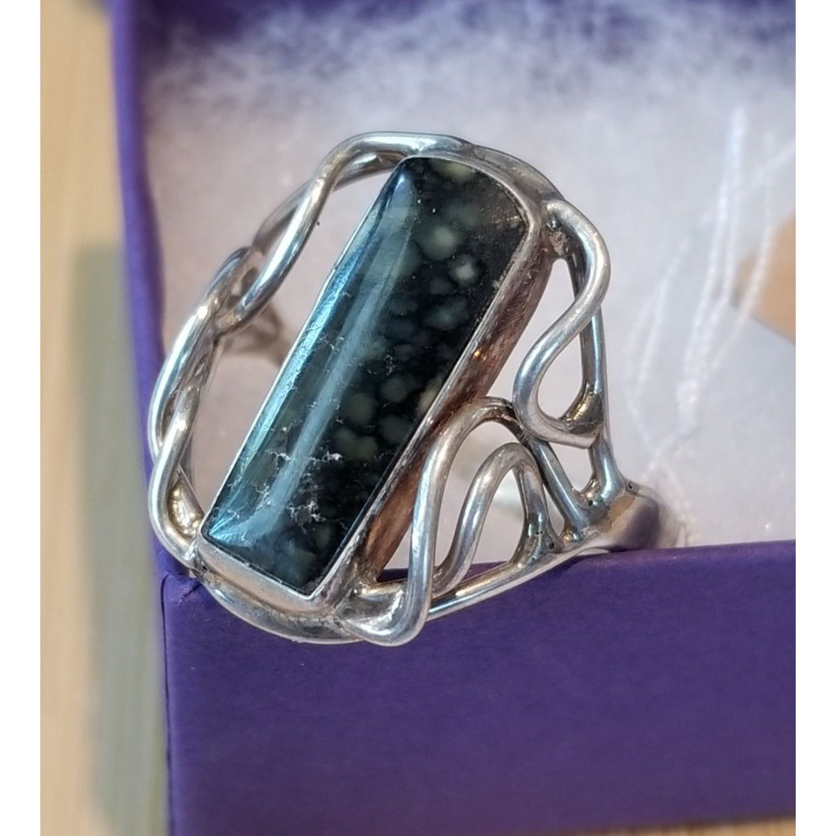 Ring Pietersite   Open Band  25 ct  5 Gr Size 10   20 mm x 5 mm  Harr  925 Silver