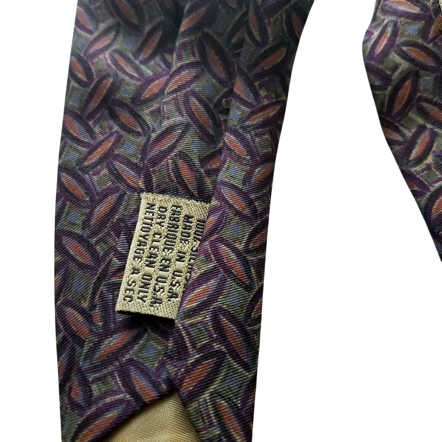 Tie Men's 100 % Silk Neck Calvin Klein Dark Green Brown Oval shapes 60" x 3 3/4"
