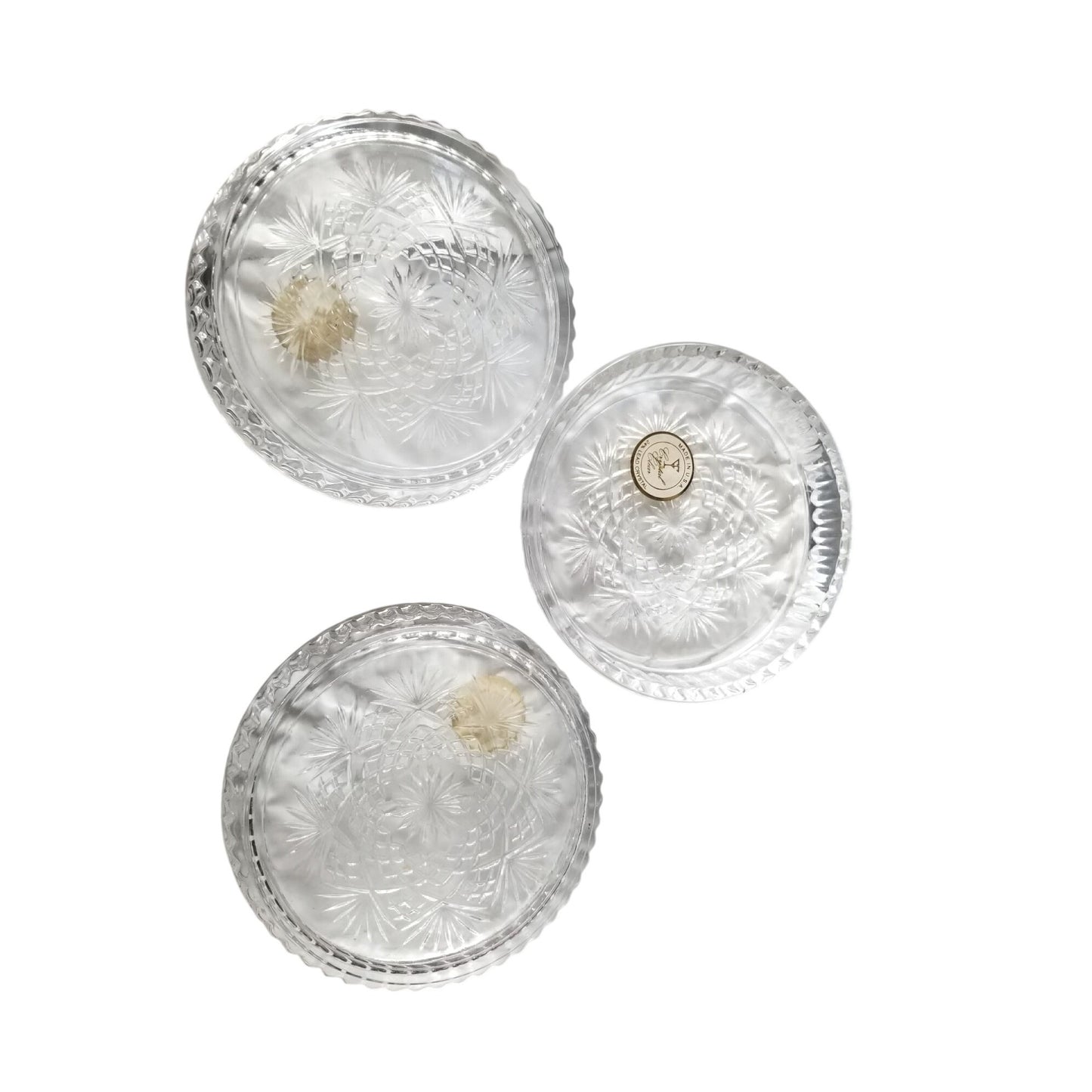 Coasters Glass  Crystal Glass 4" across Stars  Set of 3 24 % Lead Crystal