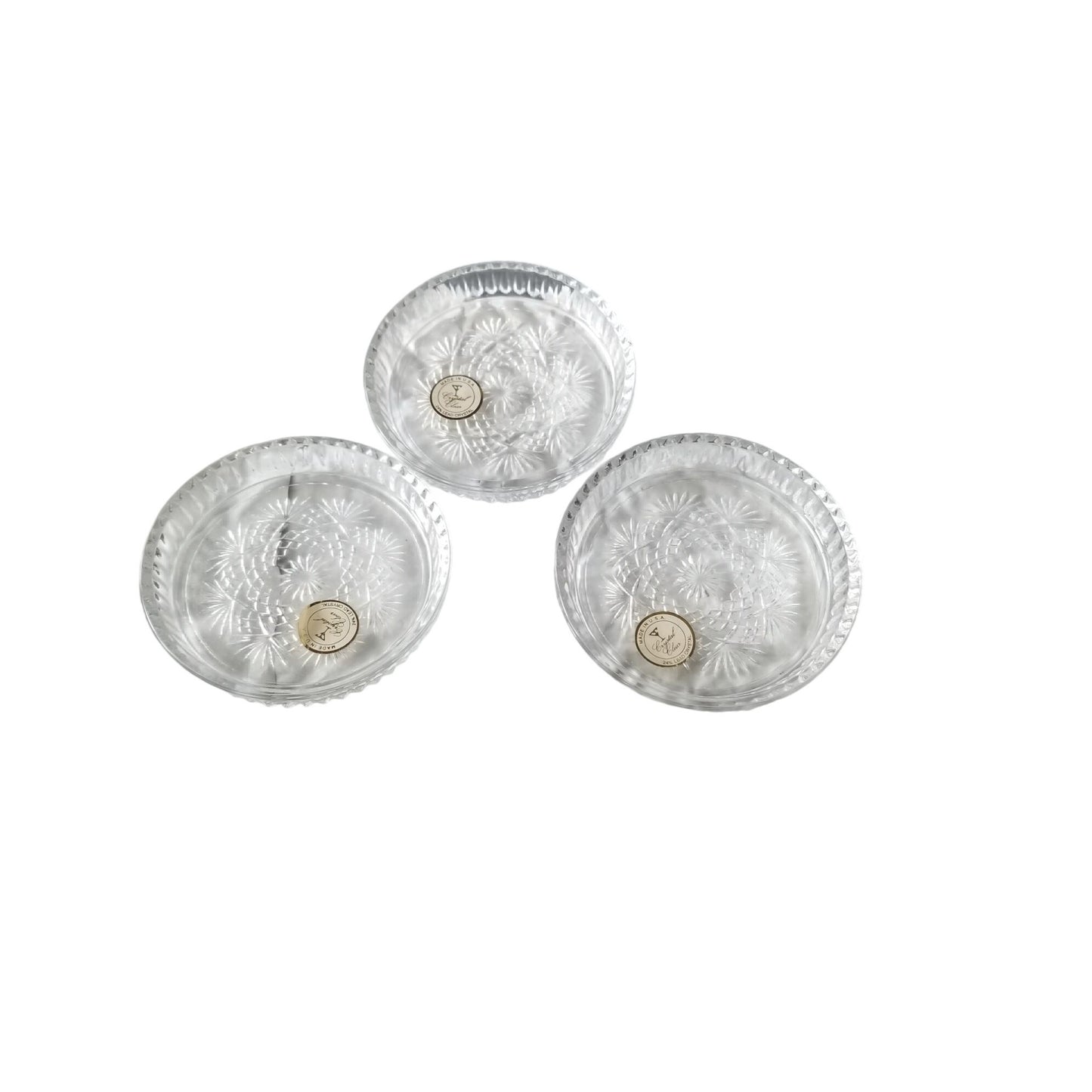 Coasters Glass  Crystal Glass 4" across Stars  Set of 3 24 % Lead Crystal
