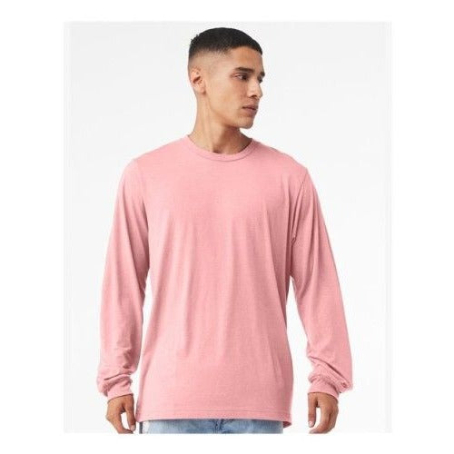 T-Shirt Pink  Long Sleeve Bella 100% Cotton Size Large Comfort Fit