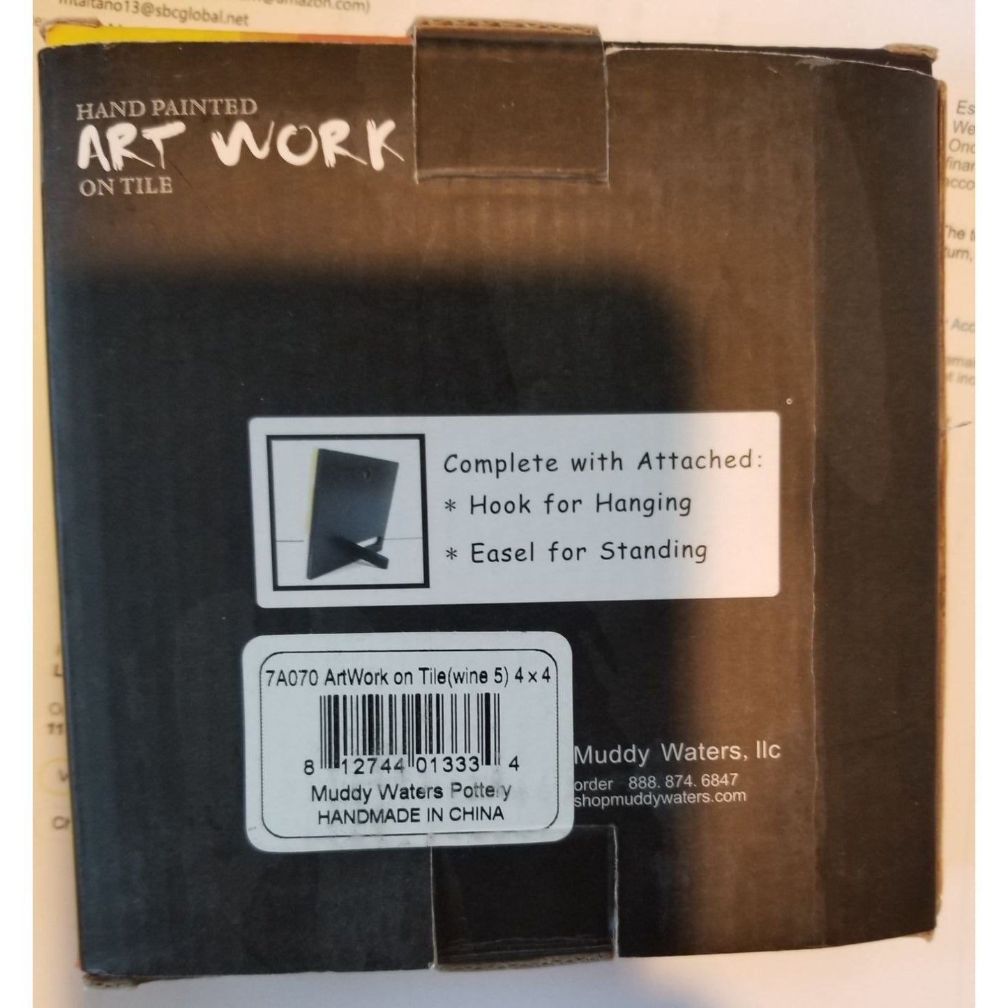 Art Tile 4" x 4"  Muddy Waters Hand Painted 7A070 ArtWork on Tile Wine 5  Wine Glass and Bottle 1/2 " Ceramic Tile and backing