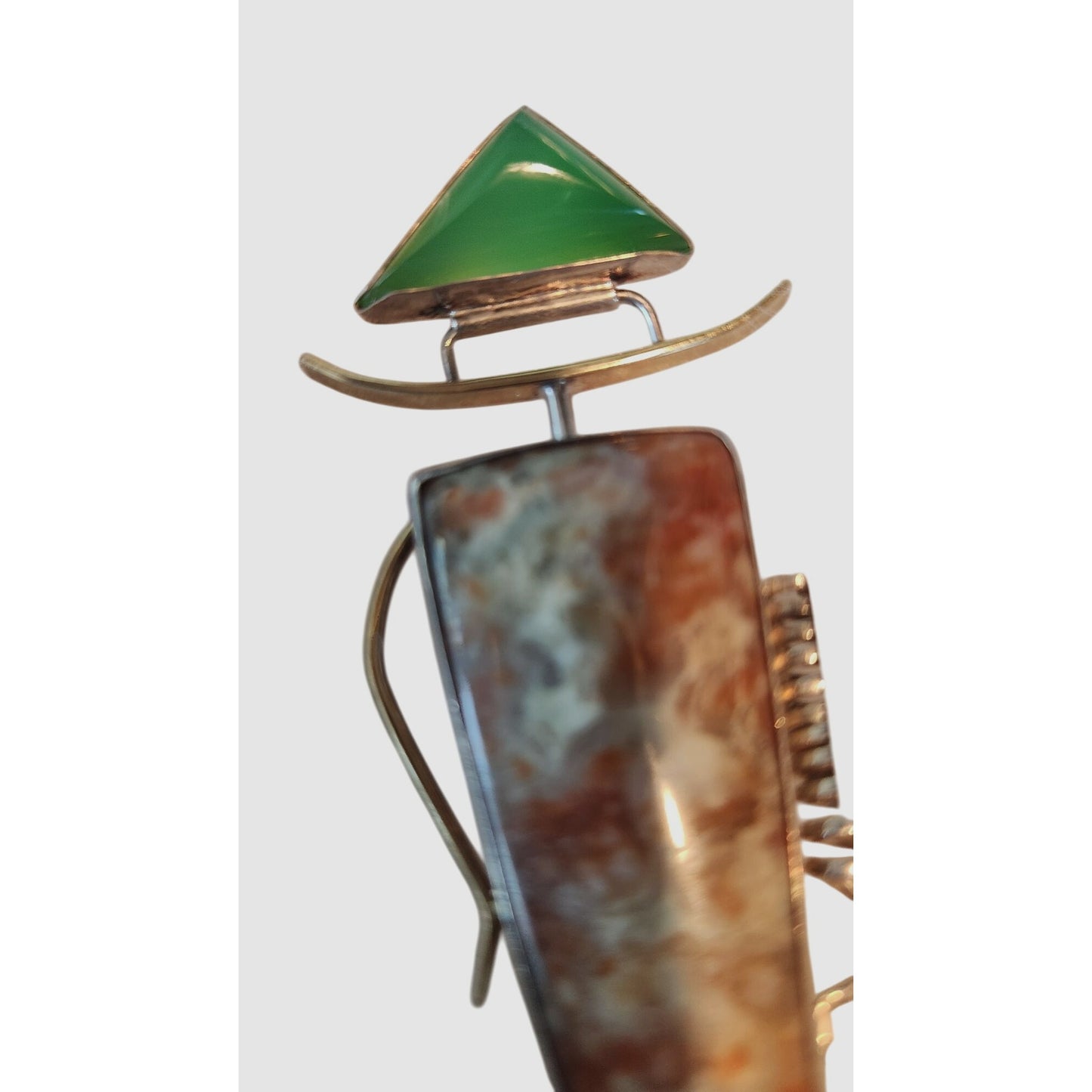 Pendant  Triangle Jade  Rectangle Poppy Jasper Round Silver Gold Accents 27 Gr