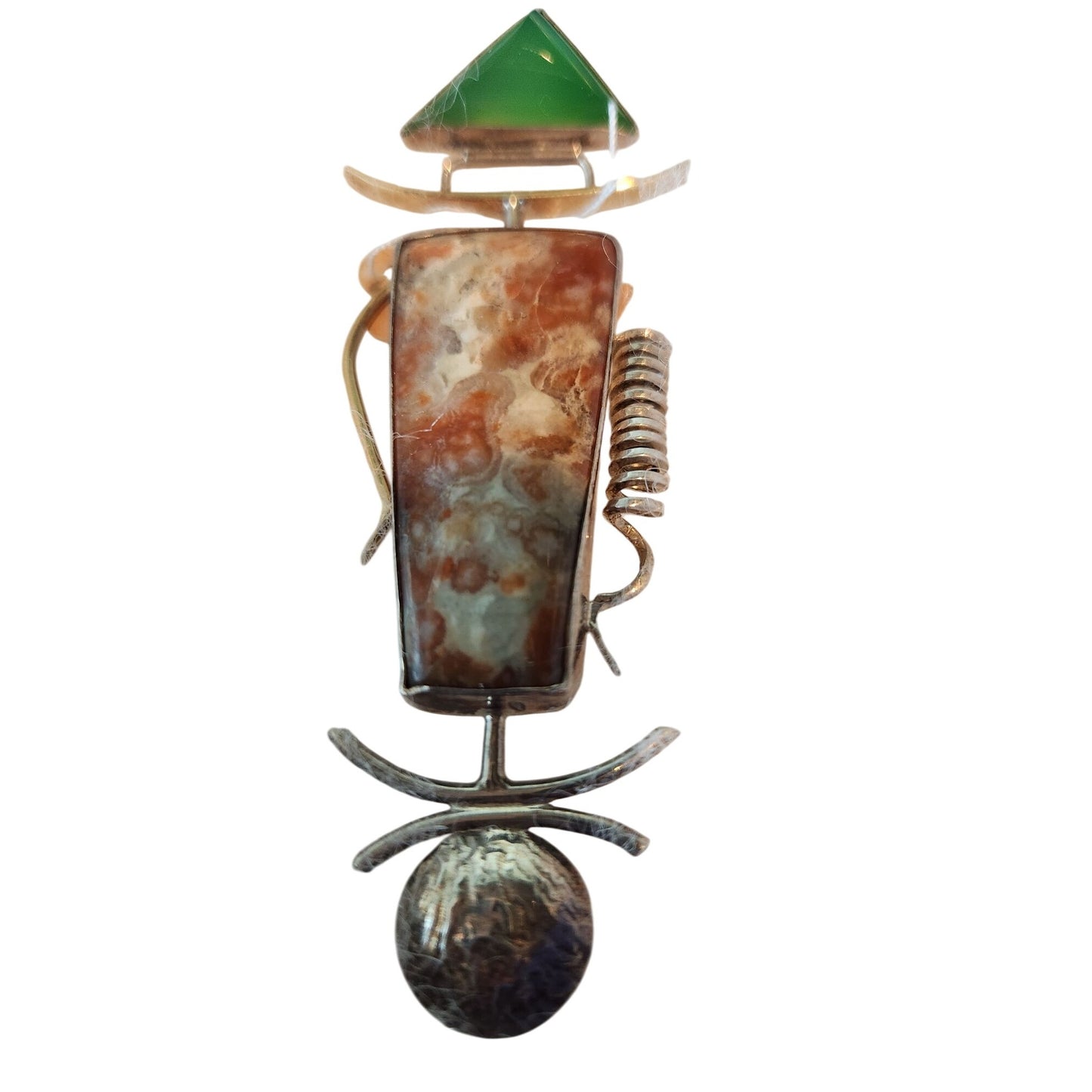 Pendant  Triangle Jade  Rectangle Poppy Jasper Round Silver Gold Accents 27 Gr