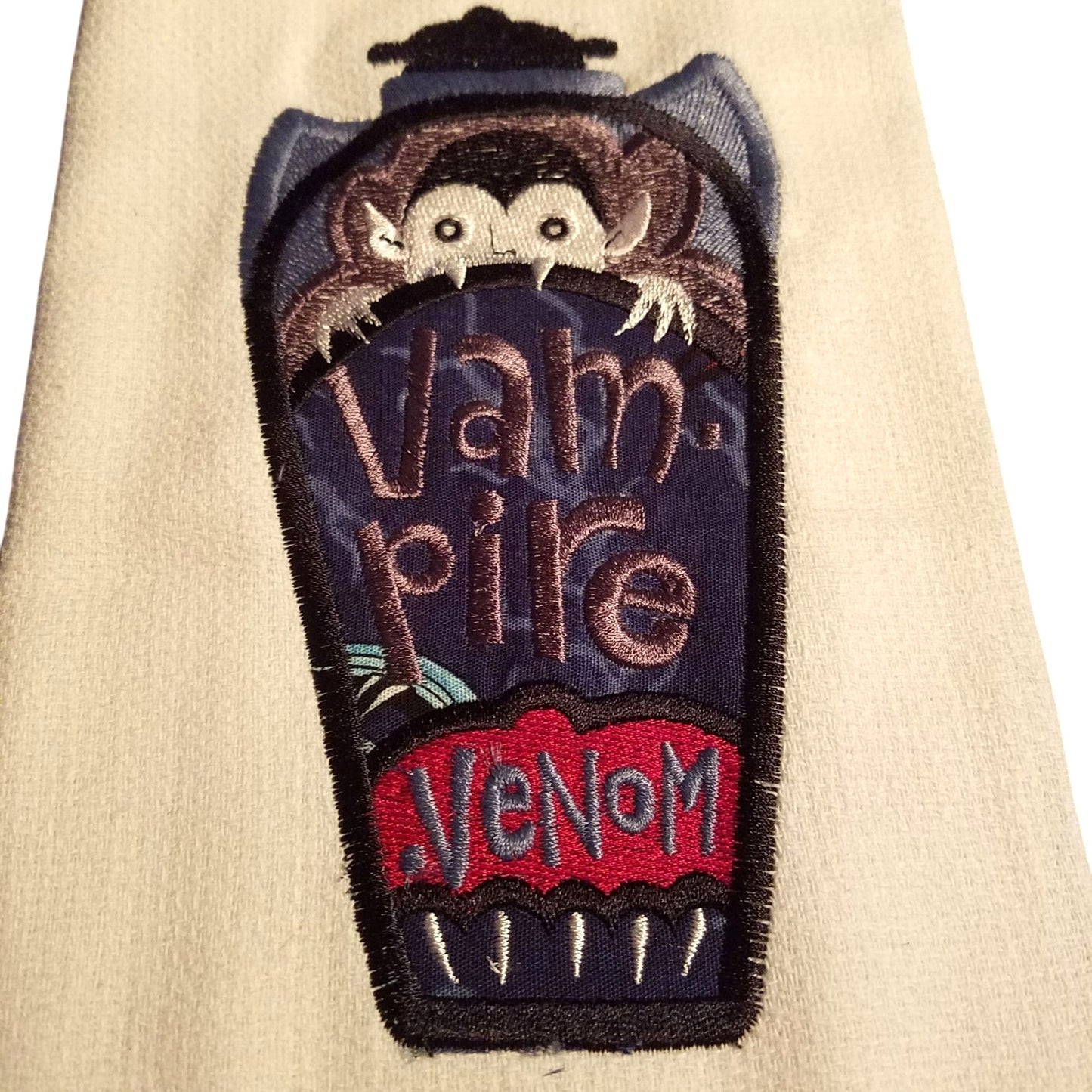 Kitchen Towels  Embroidered set of 2 White Vampire Venom 16" x 21"