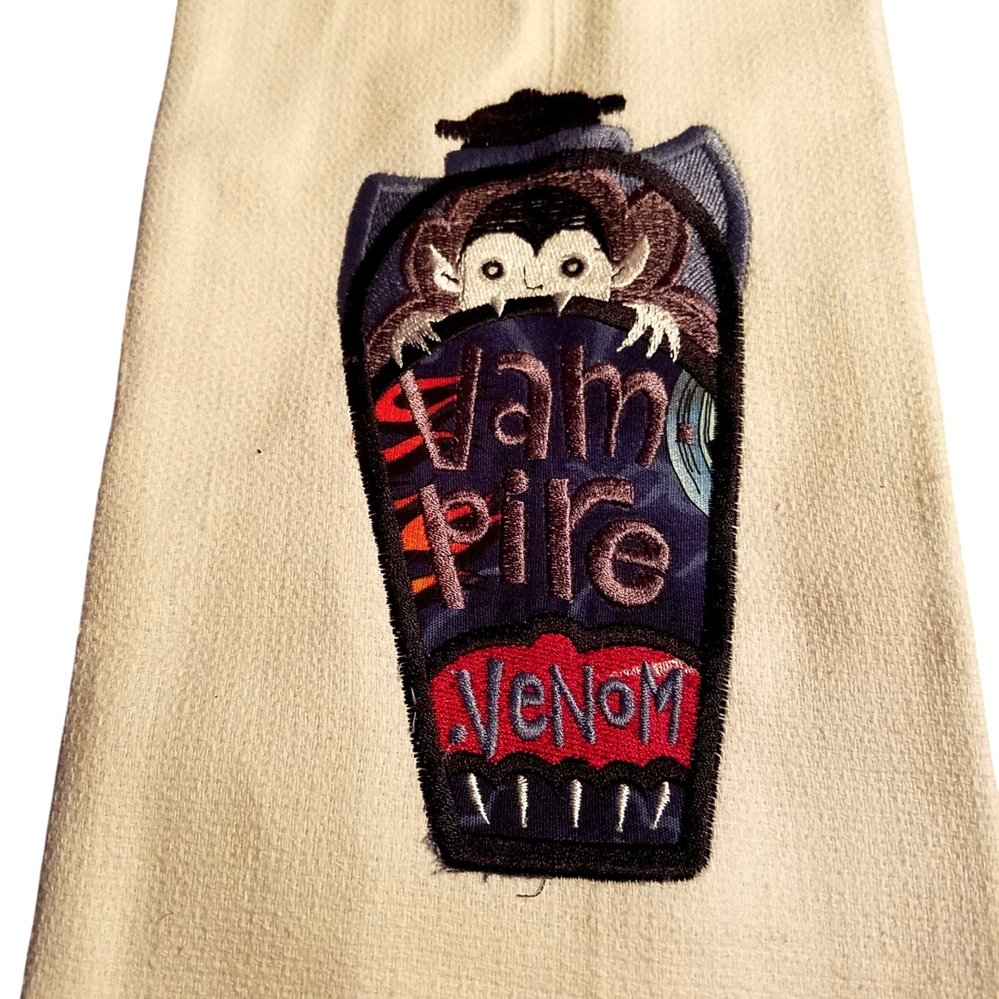 Kitchen Towels  Embroidered set of 2 White Vampire Venom 16" x 21"