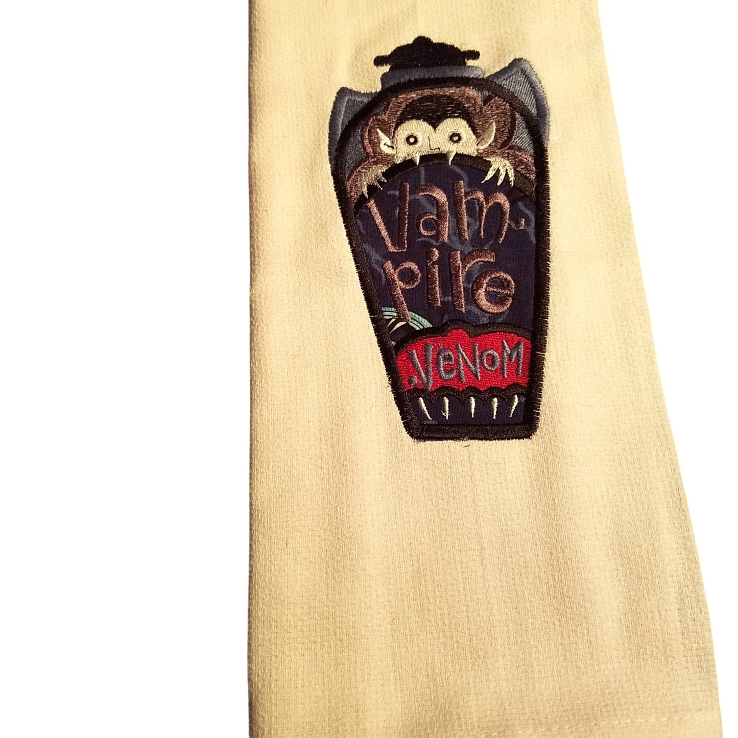 Kitchen Towels  Embroidered set of 2 White Vampire Venom 16" x 21"