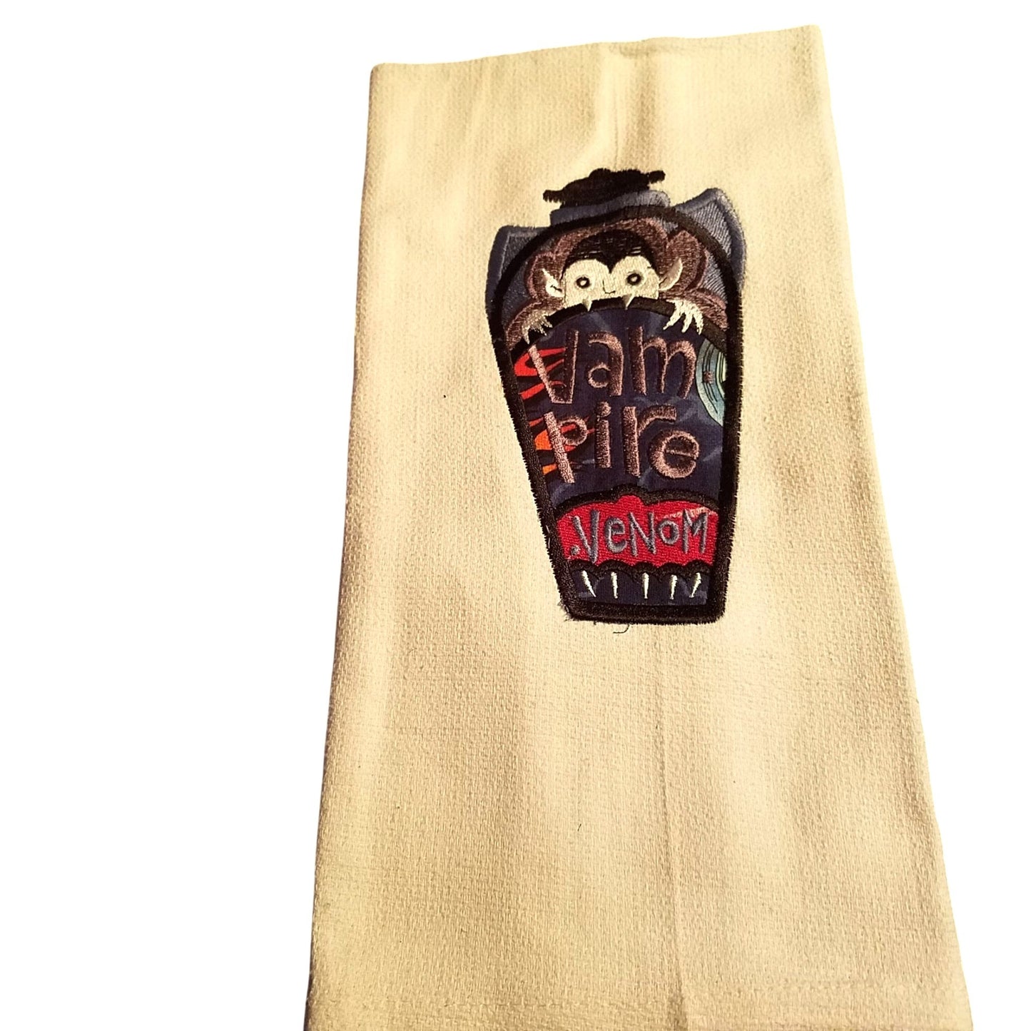 Kitchen Towels  Embroidered set of 2 White Vampire Venom 16" x 21"