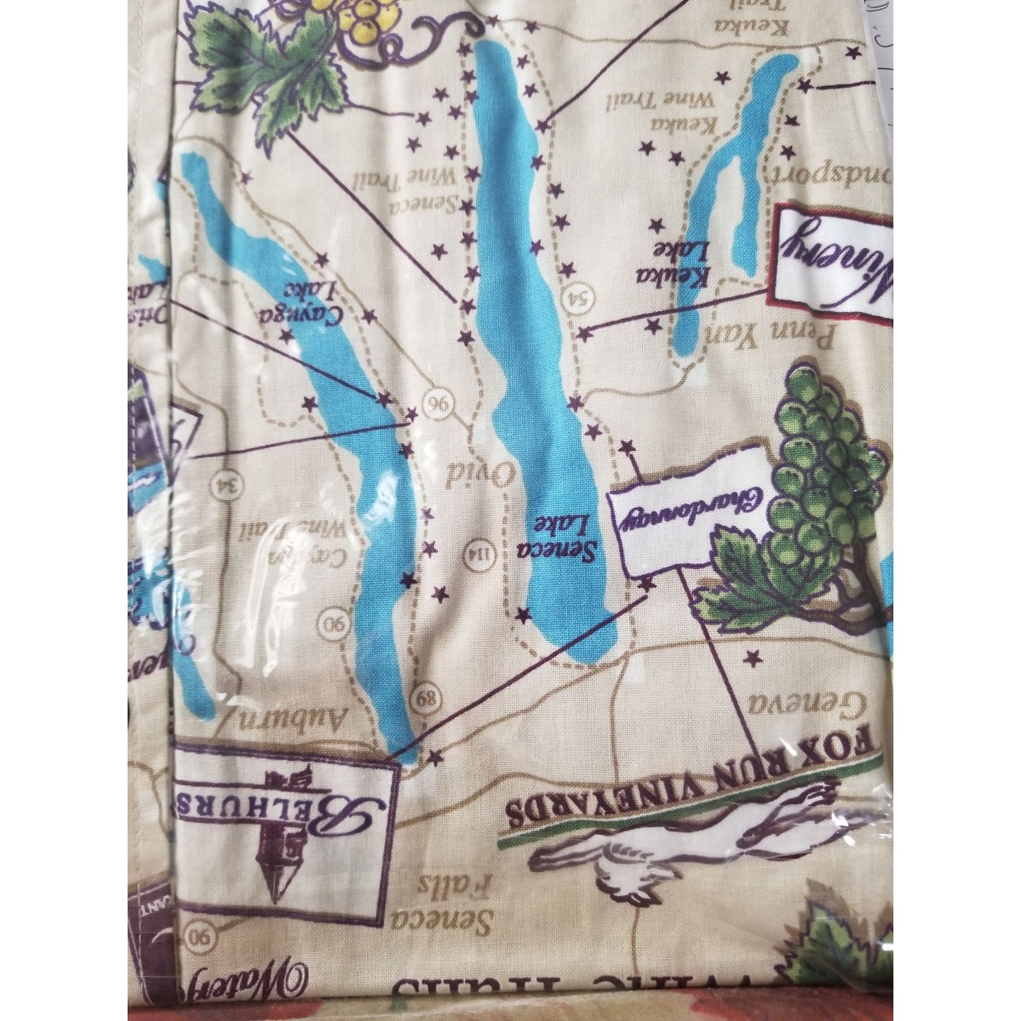 DemCrazy Size M Vintage Finger Lakes Winery Map Print Button-Up Shirt 100% Cotton Made In Thailand