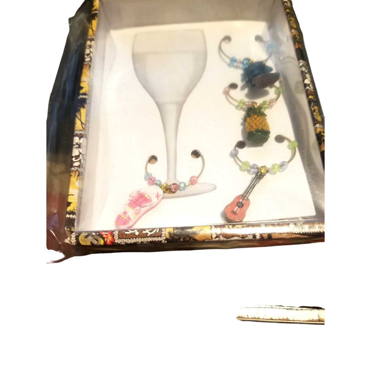 Wine Charm KC Hawaii Wine Markers 4 piece Flip Flop Pineapple Palm Tree Ukalea