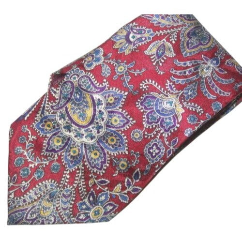 Tie Christian Dior Monsieur Red Blue Silver Polyester Made USA  58" L  3 3/4 " W
