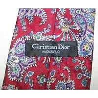 Tie Christian Dior Monsieur Red Blue Silver Polyester Made USA  58" L  3 3/4 " W