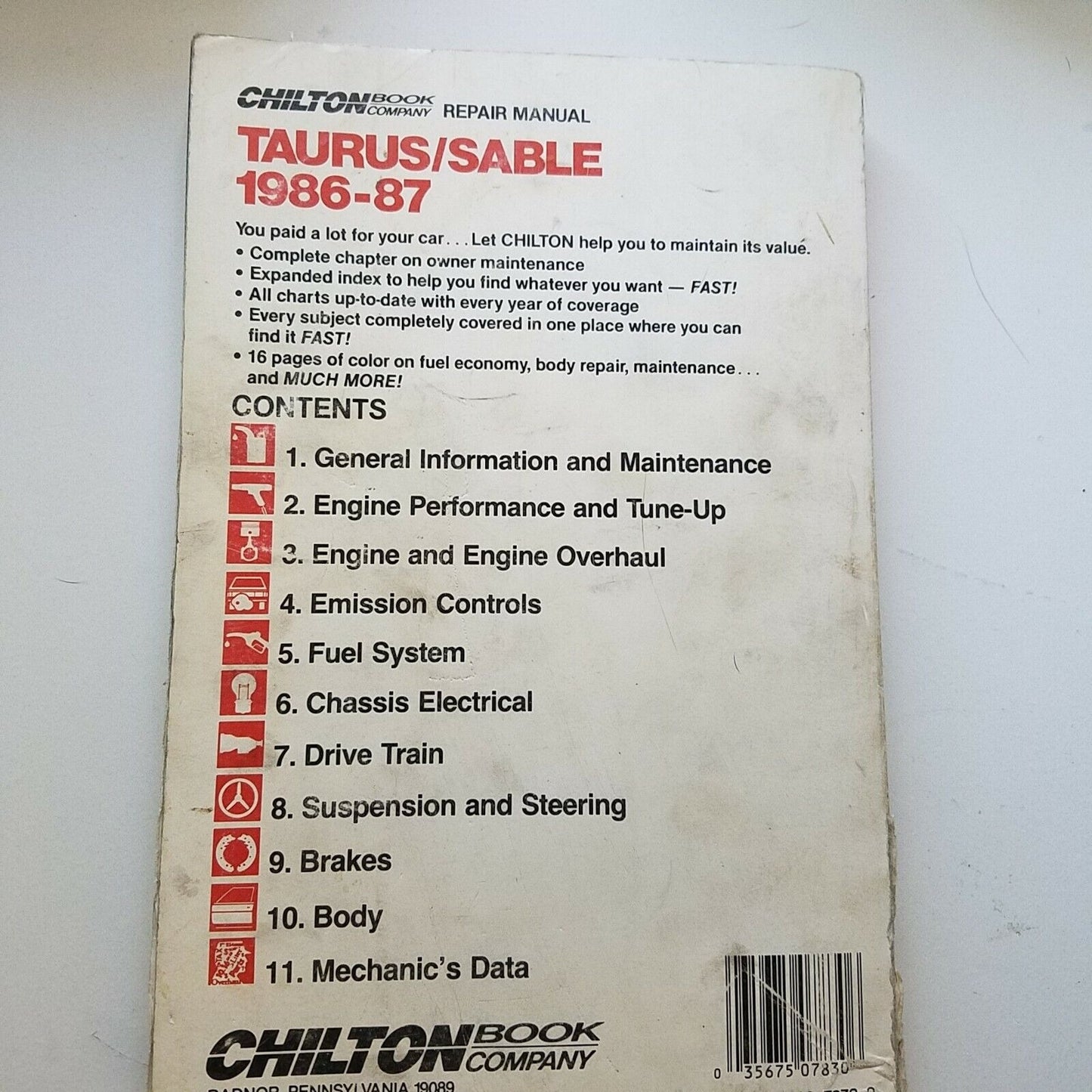 Book 1986-87  Chilton's Repair Manual Taurus Sable   # 7830
