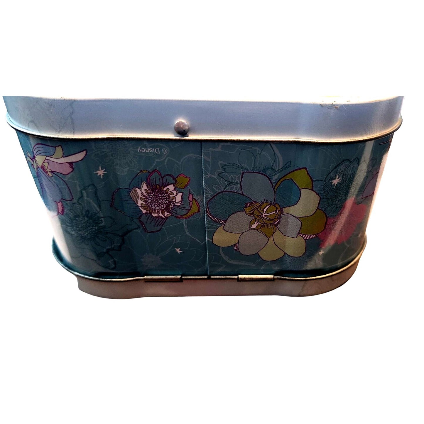 Disney Mini Tin Box Co Tinkerbell and Friends 6 x 6 1/2 x 3 Beaded Handle Clean inside