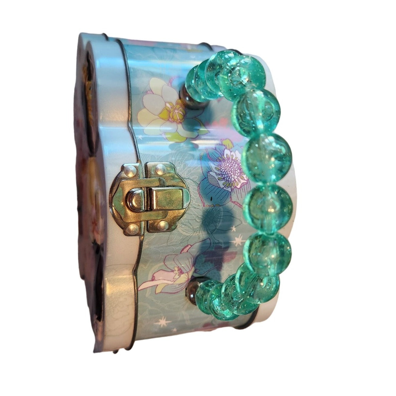 Disney Mini Tin Box Co Tinkerbell and Friends 6 x 6 1/2 x 3 Beaded Handle Clean inside