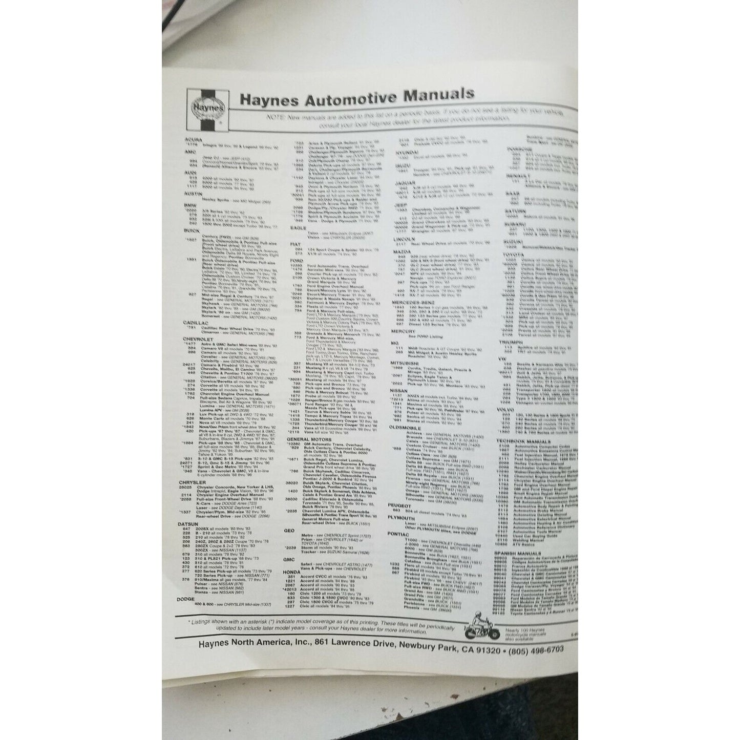 Book 1984 - 1991  Haynes Honda Civic All Models Automotive Repair Manual