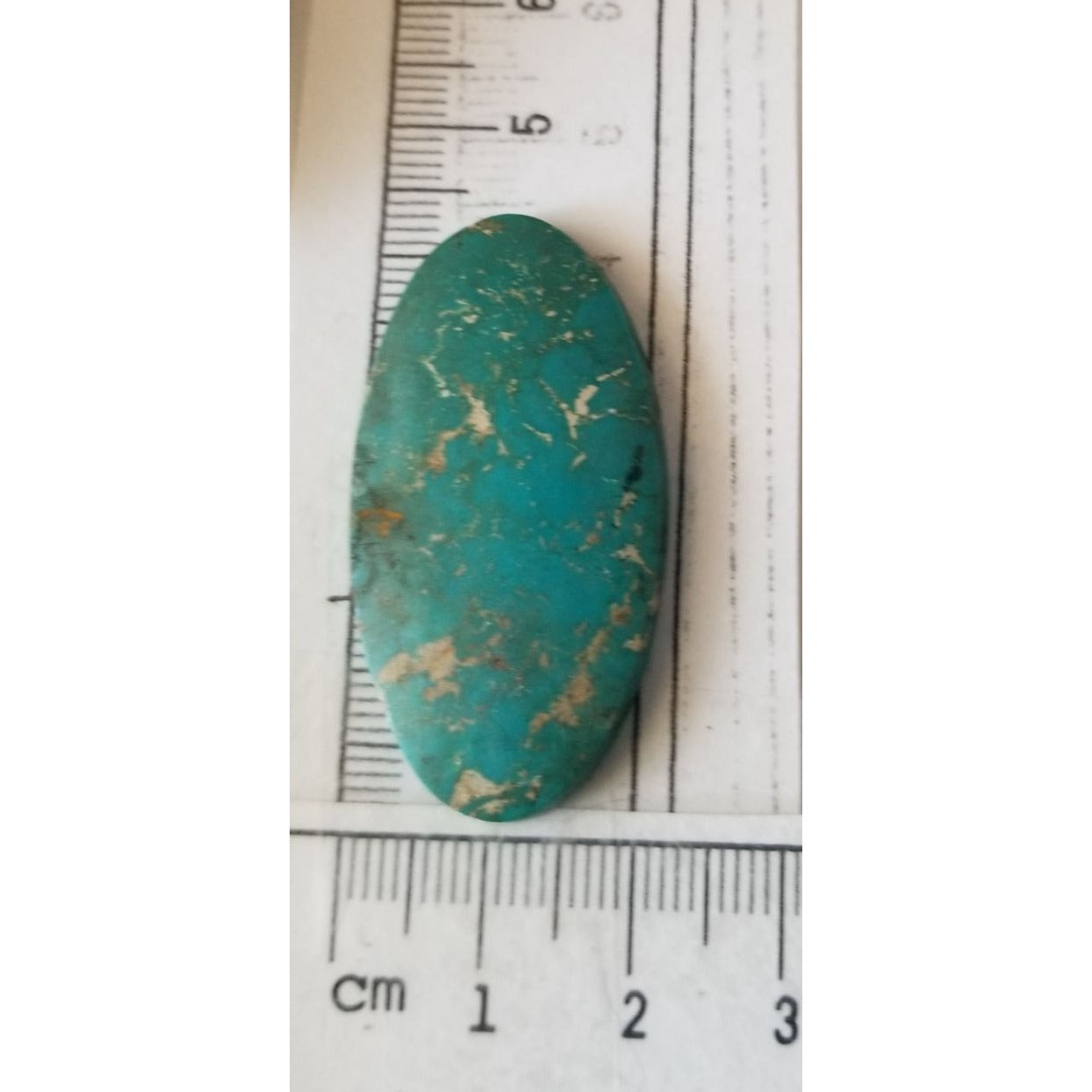 Loose Gemstone Turquoise Oval  Cabochon  2 1/2 cm x 4.25 cm  5.8 gr  29 ct Green Gold  Silver