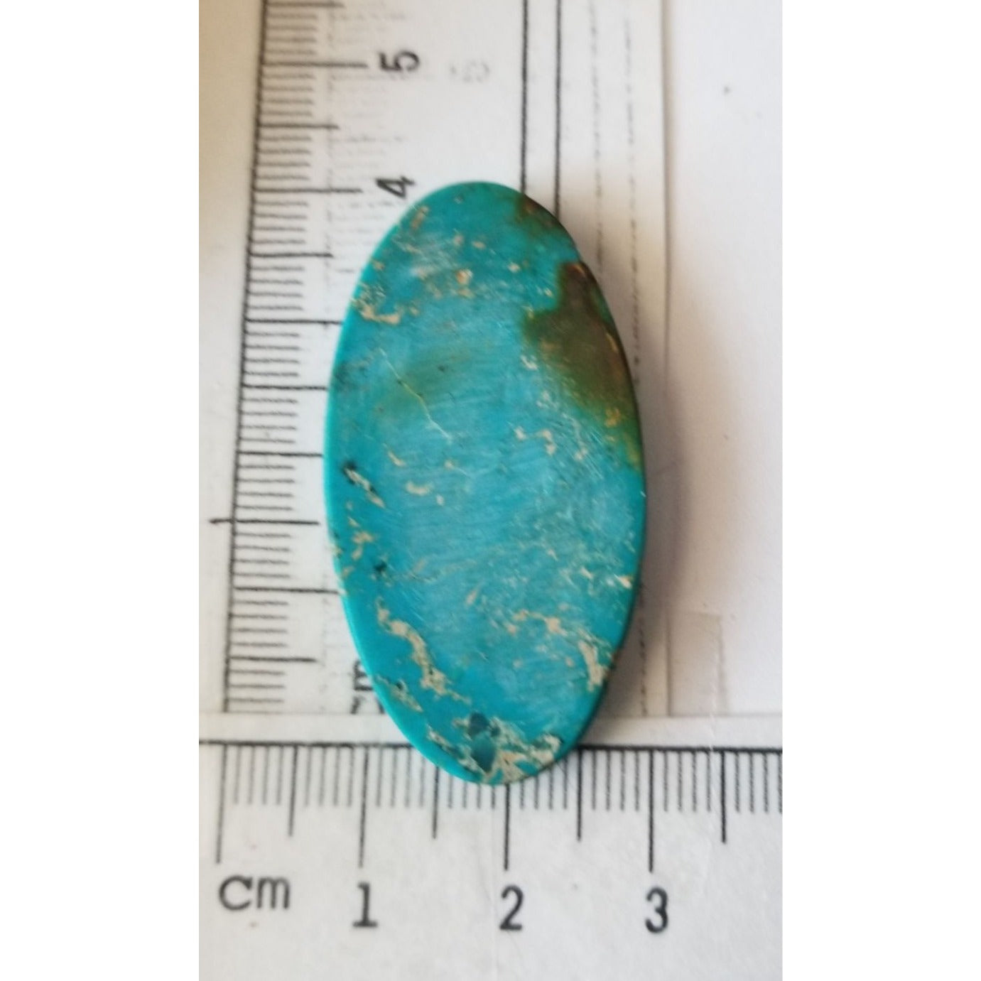 Loose Gemstone Turquoise Oval  Cabochon  2 1/2 cm x 4.25 cm  5.8 gr  29 ct Green Gold  Silver