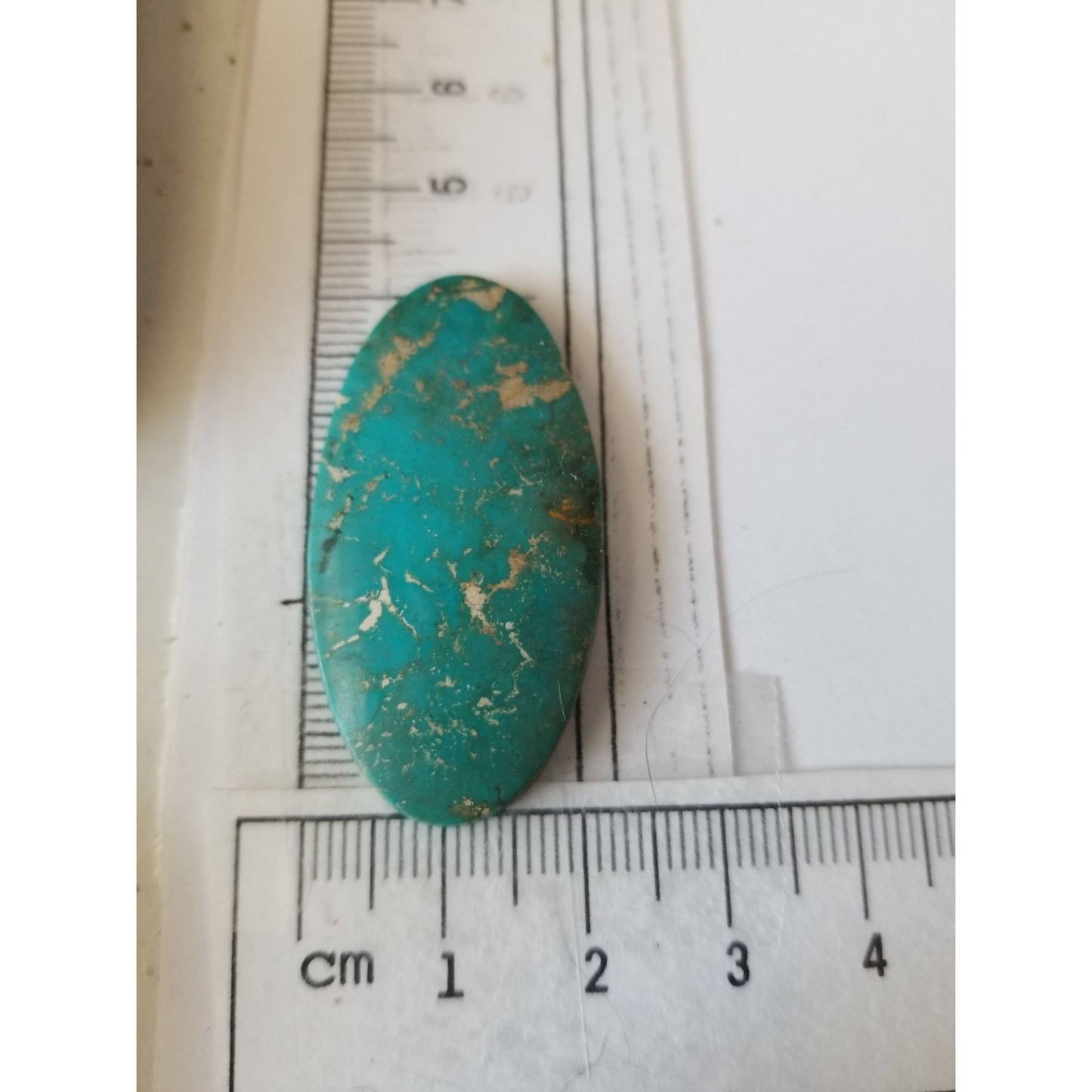 Loose Gemstone Turquoise Oval  Cabochon  2 1/2 cm x 4.25 cm  5.8 gr  29 ct Green Gold  Silver