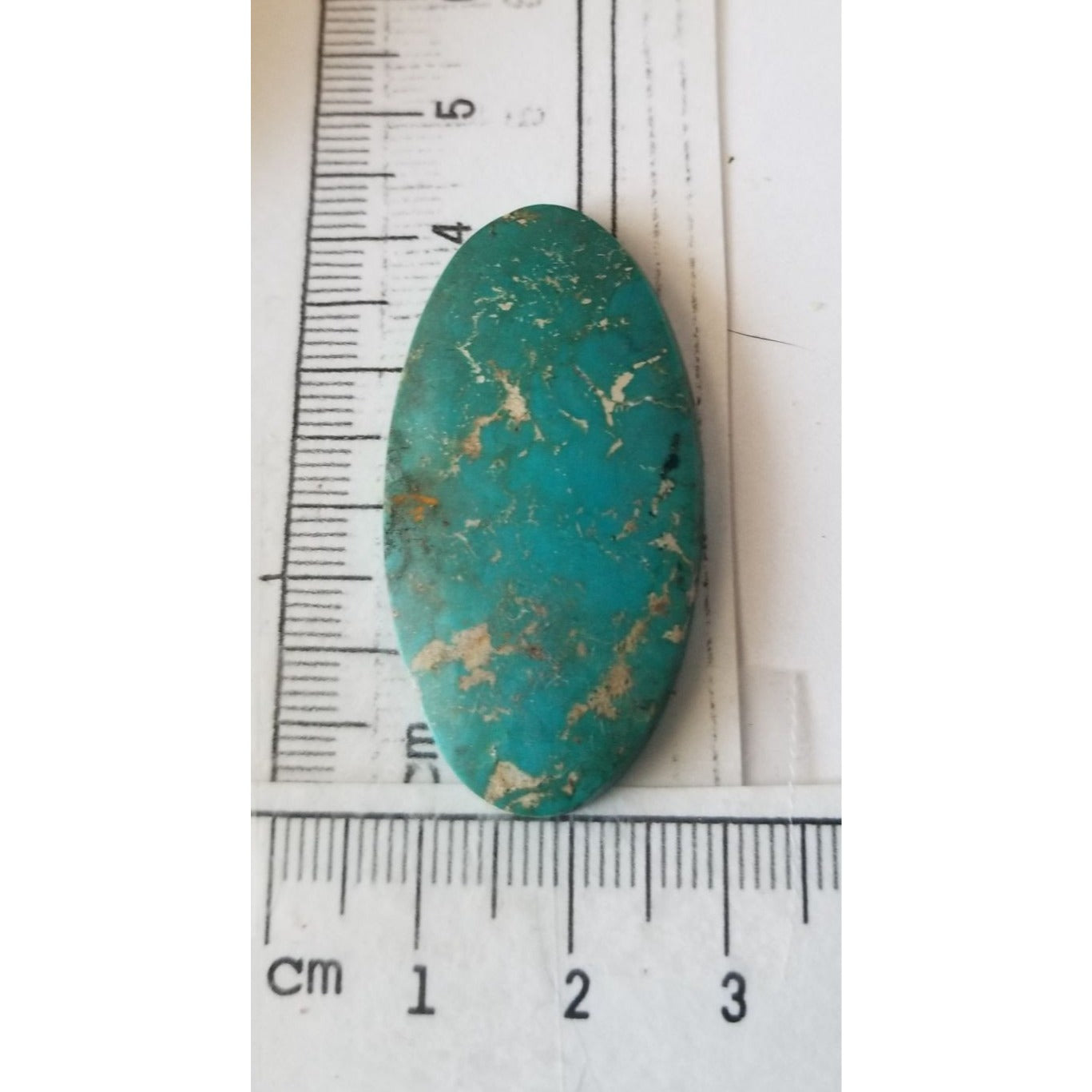 Loose Gemstone Turquoise Oval  Cabochon  2 1/2 cm x 4.25 cm  5.8 gr  29 ct Green Gold  Silver