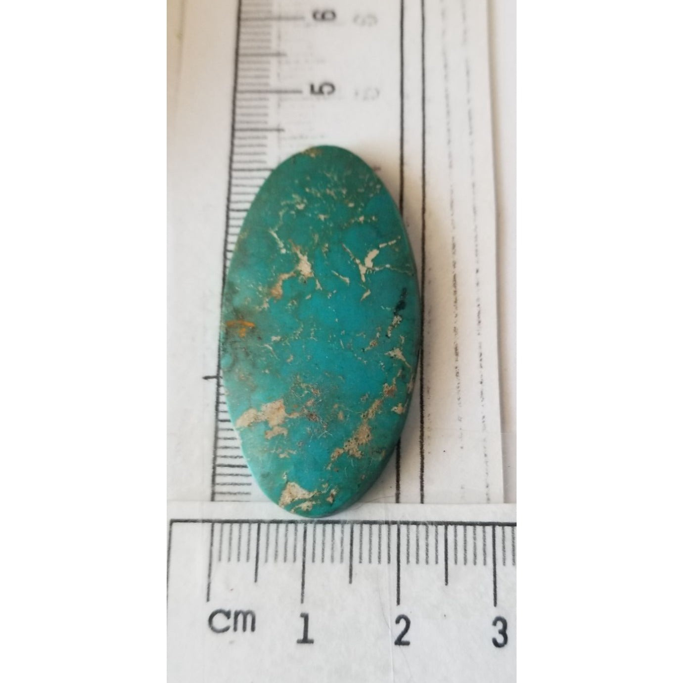 Loose Gemstone Turquoise Oval  Cabochon  2 1/2 cm x 4.25 cm  5.8 gr  29 ct Green Gold  Silver