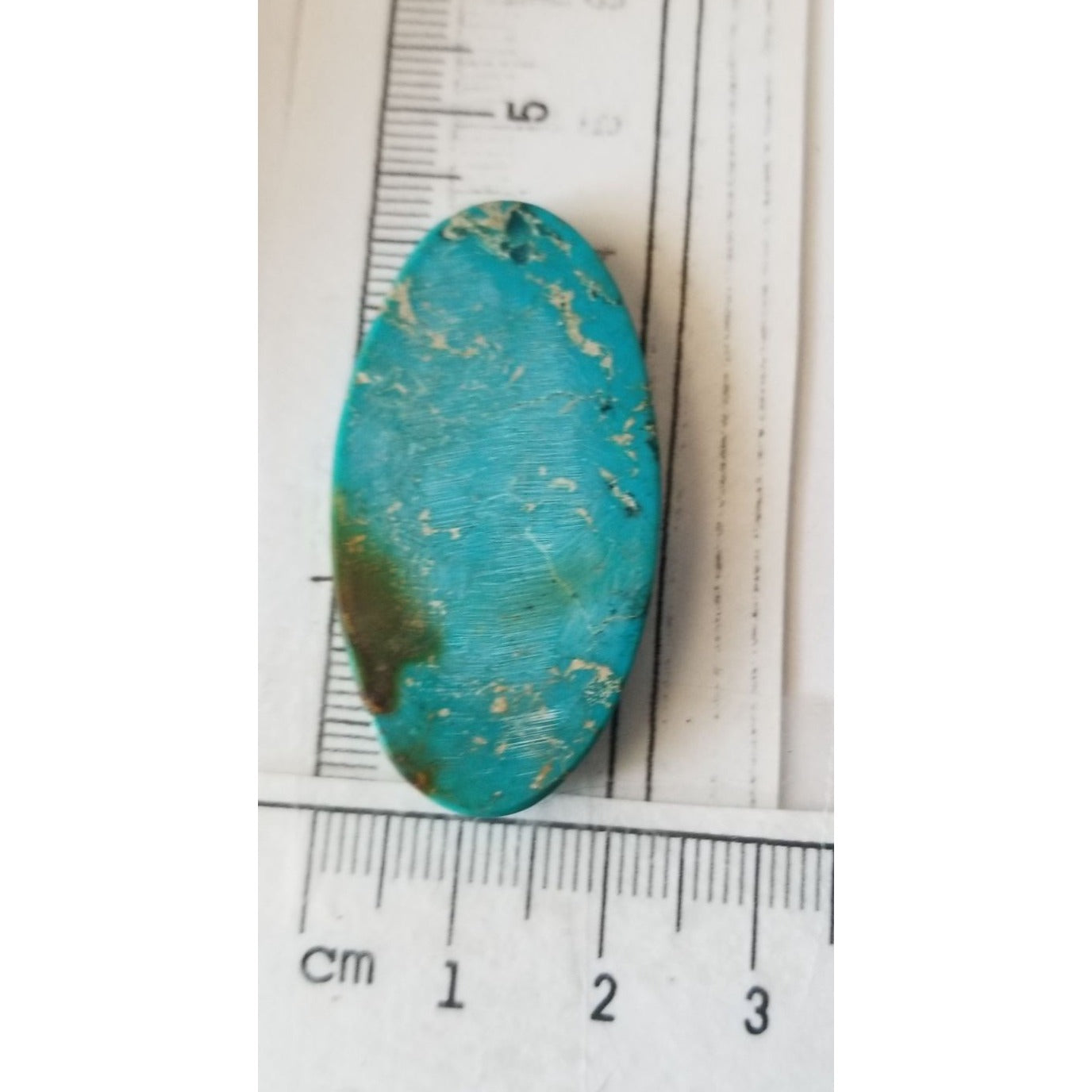 Loose Gemstone Turquoise Oval  Cabochon  2 1/2 cm x 4.25 cm  5.8 gr  29 ct Green Gold  Silver