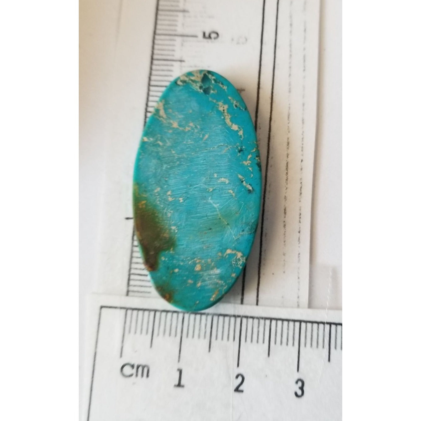 Loose Gemstone Turquoise Oval  Cabochon  2 1/2 cm x 4.25 cm  5.8 gr  29 ct Green Gold  Silver