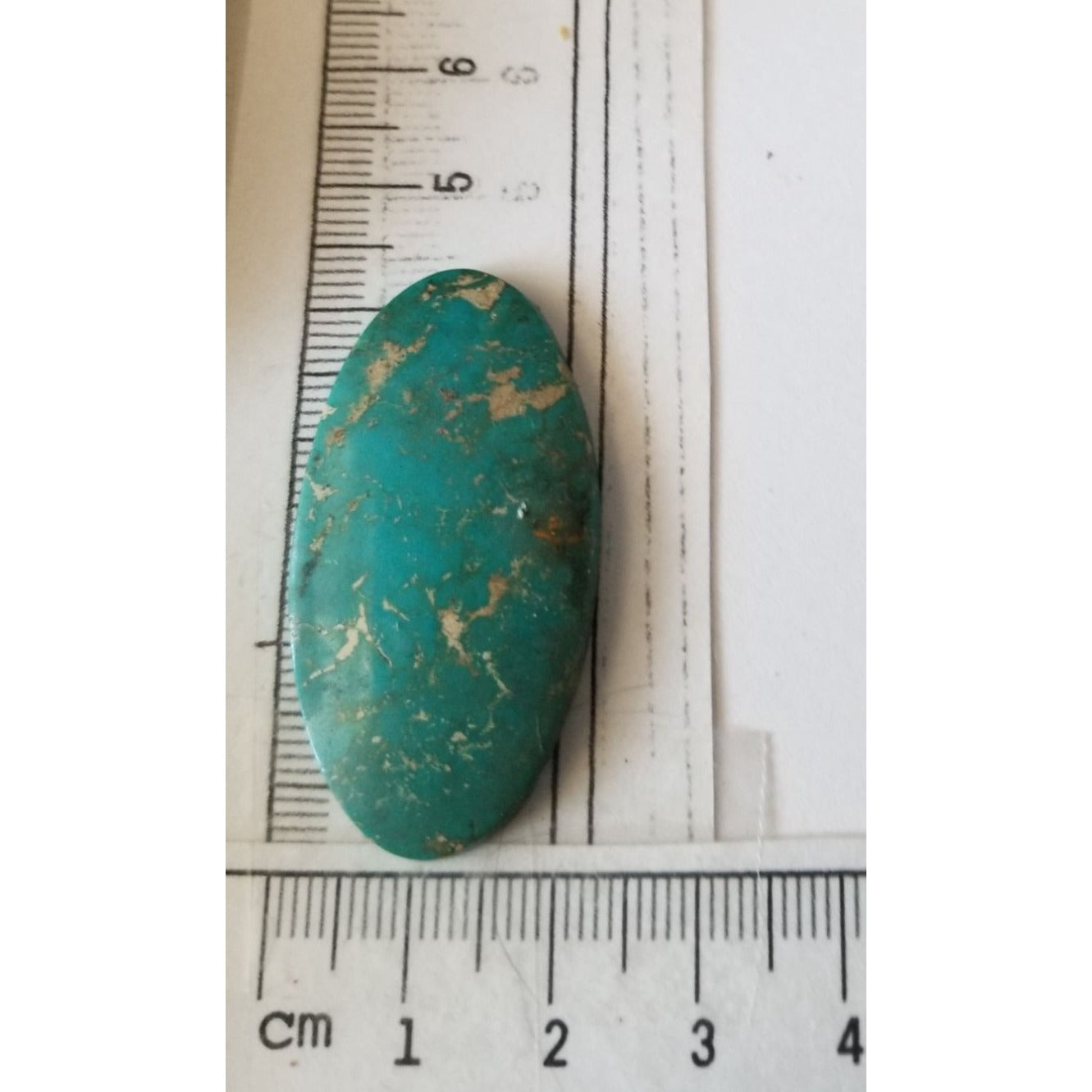 Loose Gemstone Turquoise Oval  Cabochon  2 1/2 cm x 4.25 cm  5.8 gr  29 ct Green Gold  Silver