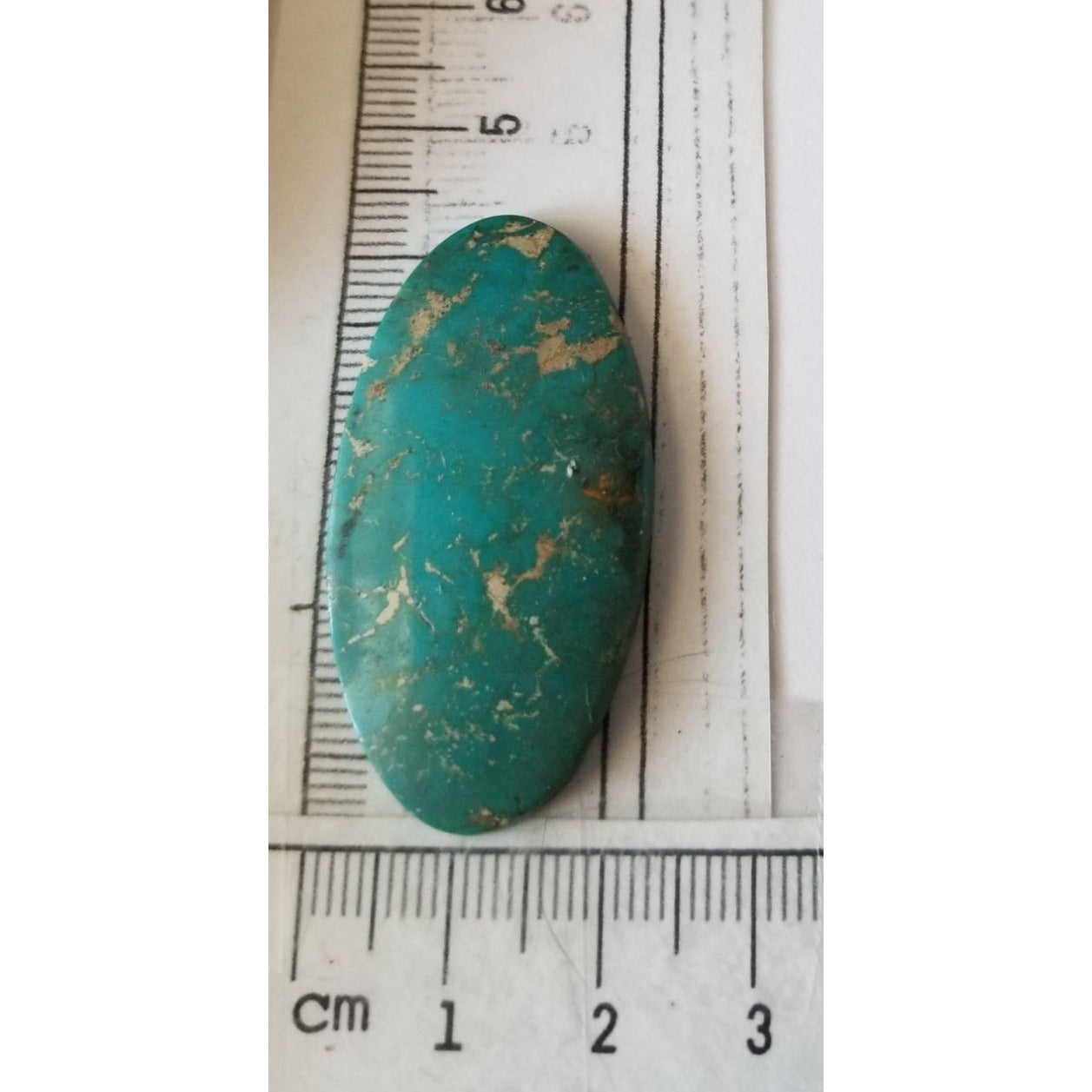 Loose Gemstone Turquoise Oval  Cabochon  2 1/2 cm x 4.25 cm  5.8 gr  29 ct Green Gold  Silver