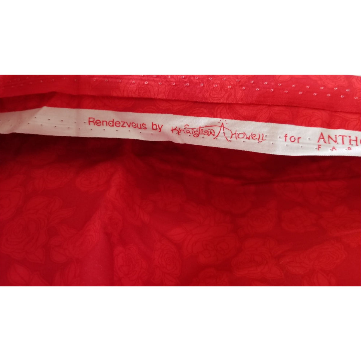 Material Red Cotton Embossed Roses Fabric  44" x 4 yrds Anthology Fabric  Cotton