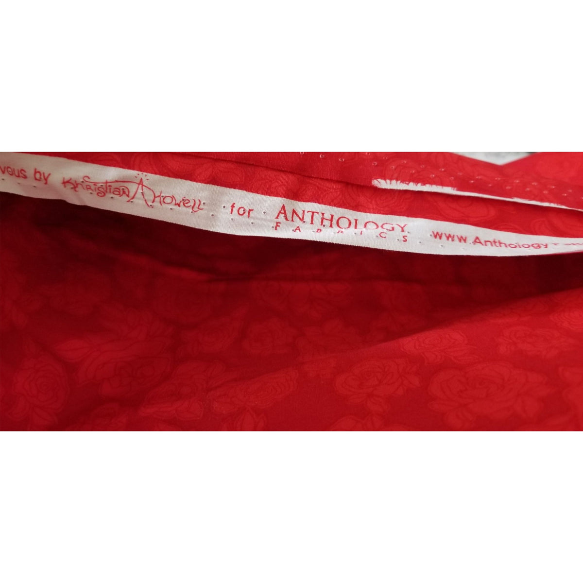 Material Red Cotton Embossed Roses Fabric  44" x 4 yrds Anthology Fabric  Cotton