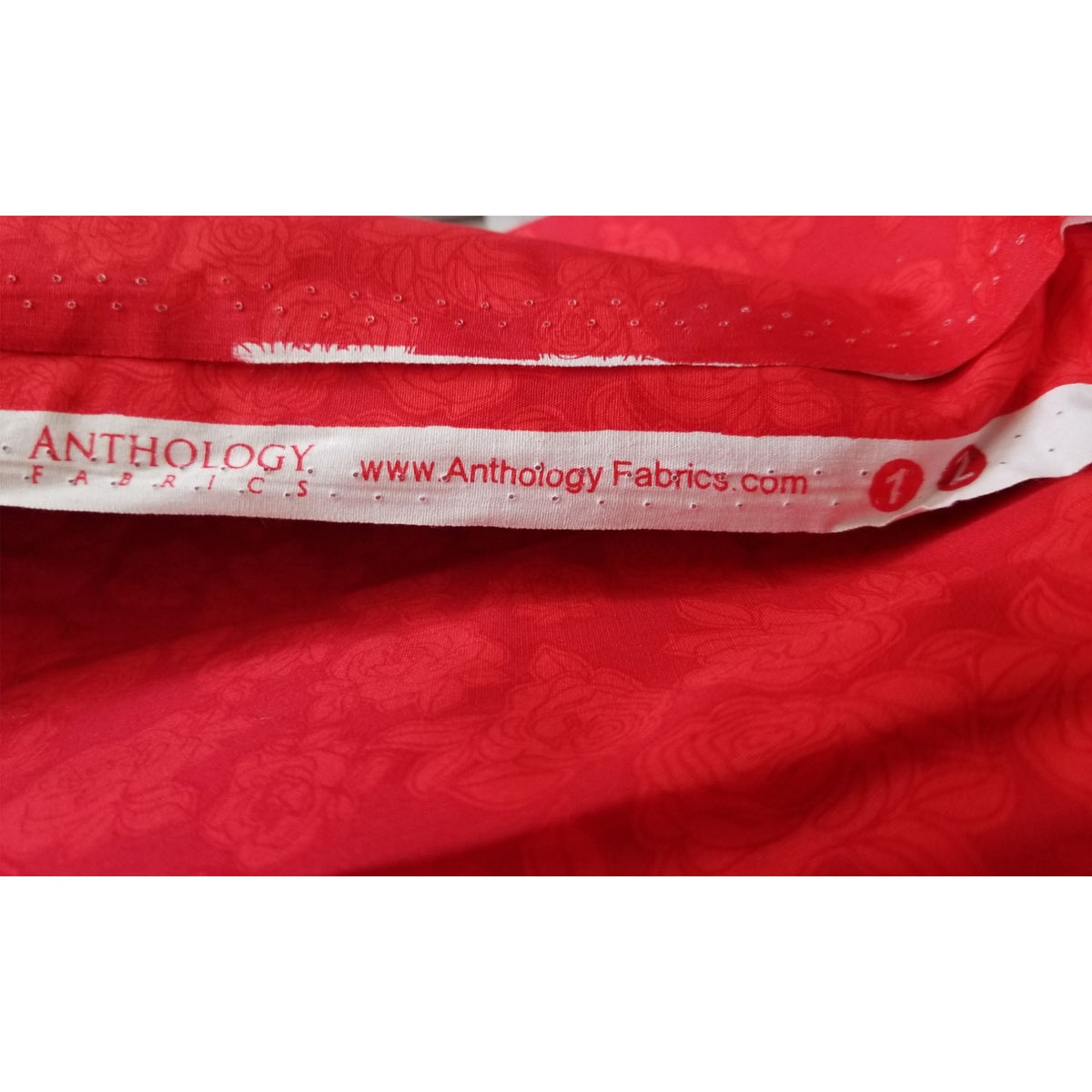 Material Red Cotton Embossed Roses Fabric  44" x 4 yrds Anthology Fabric  Cotton