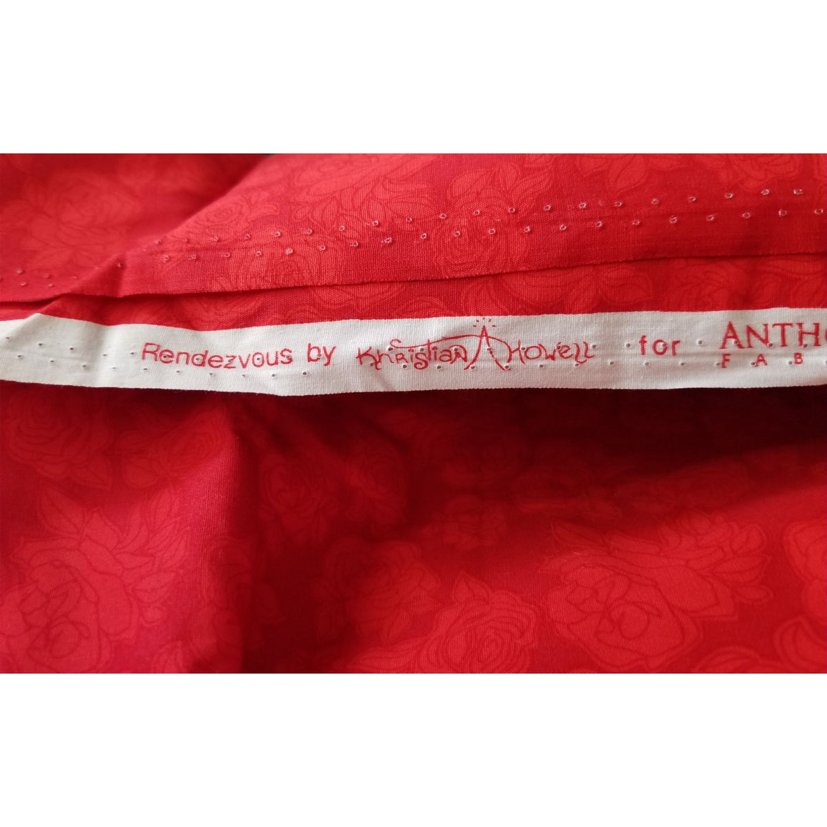 Material Red Cotton Embossed Roses Fabric  44" x 4 yrds Anthology Fabric  Cotton