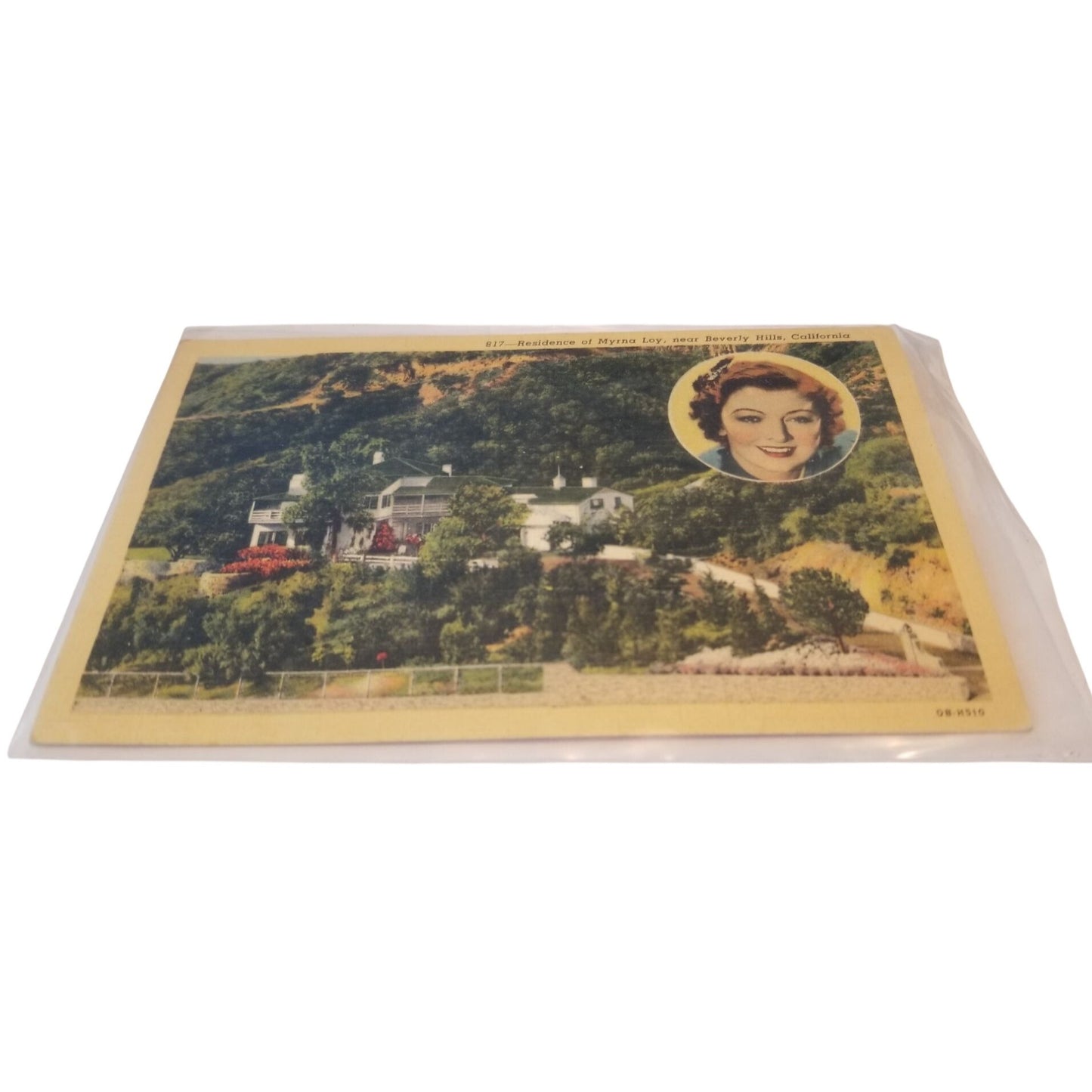 Postcard  817 Residence of Myrna Loy near Beverly Hills California