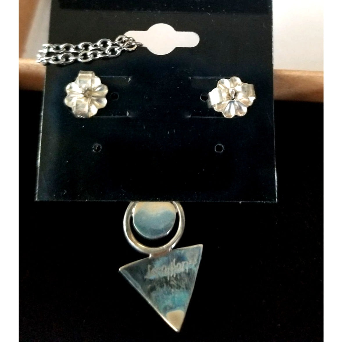 3 Pcs  lab Diamonds Earrings Necklace Silver  8 gr 40 ct  1.5 x  3 cm  2 cm  x 1.5  cm  16" chain