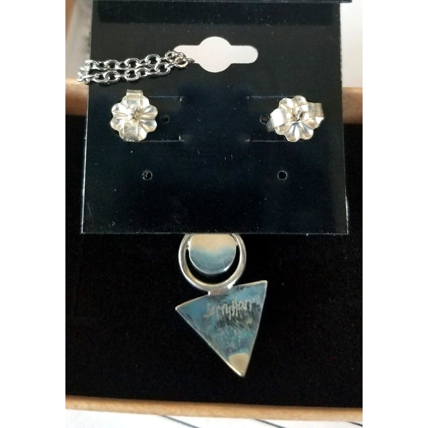 3 Pcs  lab Diamonds Earrings Necklace Silver  8 gr 40 ct  1.5 x  3 cm  2 cm  x 1.5  cm  16" chain