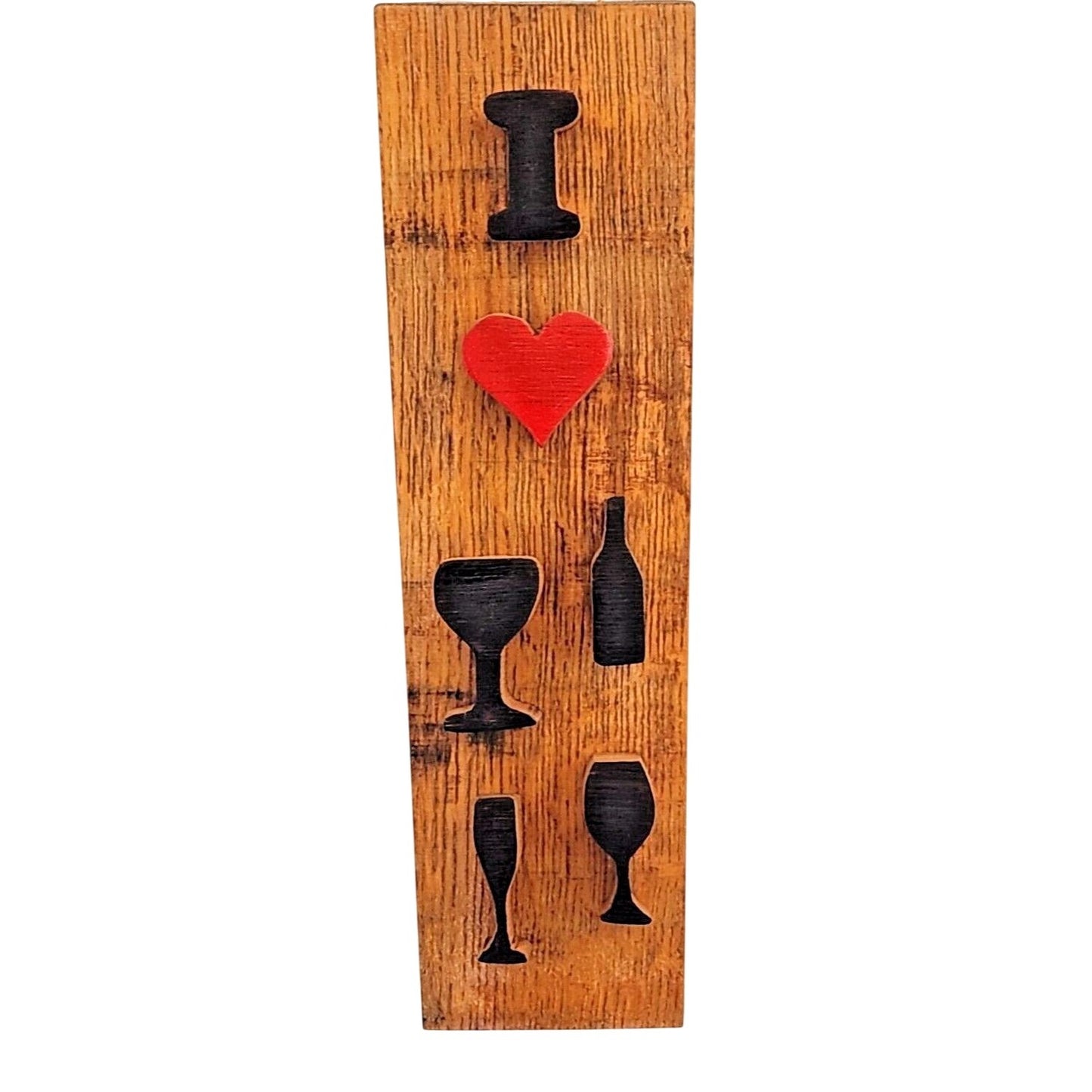 Wood Sign Wine Barrel I Heart Wine Bottle Glasses Wine Stave Toasted Painted